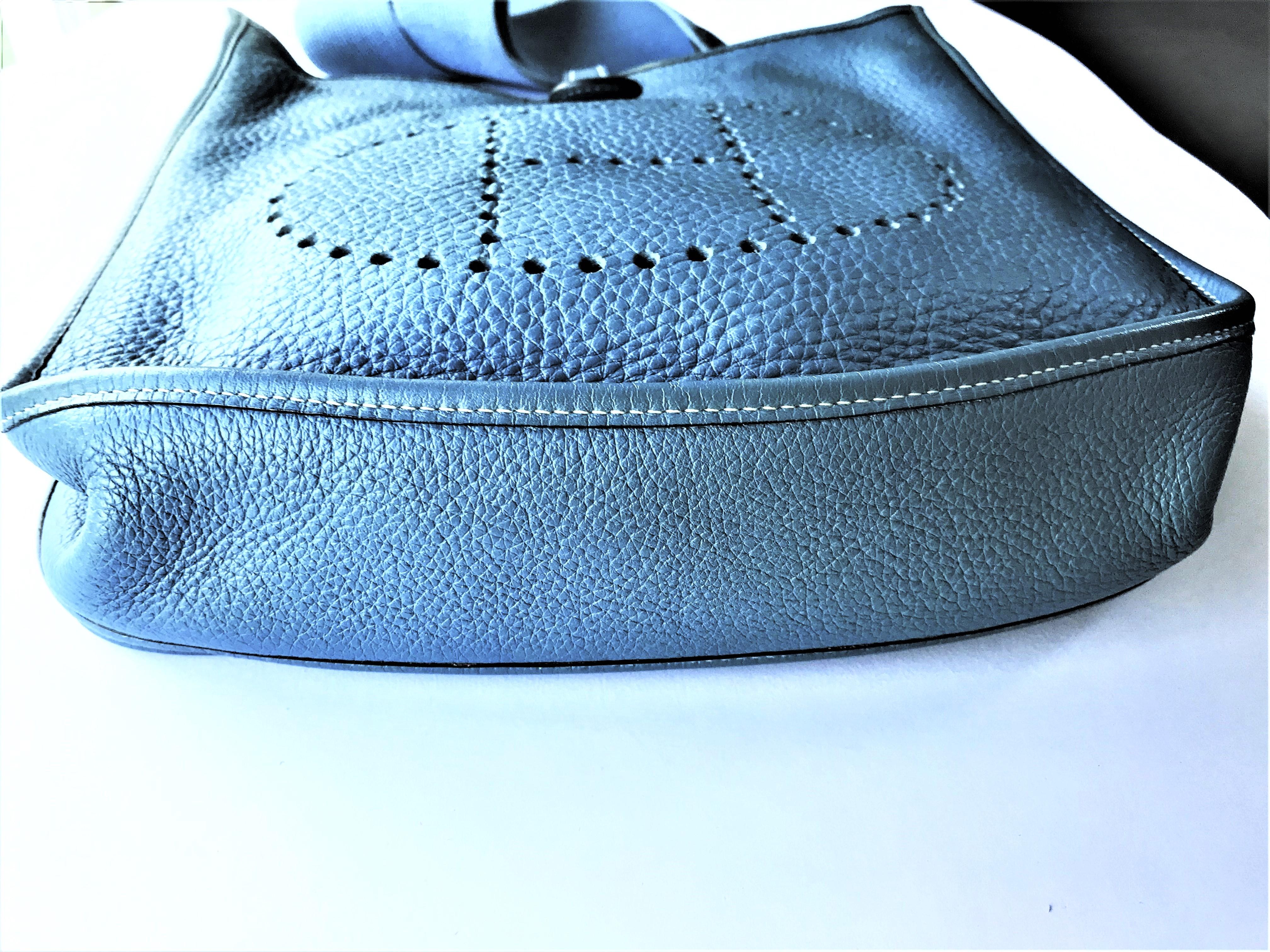 Hermès Evelyne GM Umhängetasche, Clemens Leder Blue Jeans, 