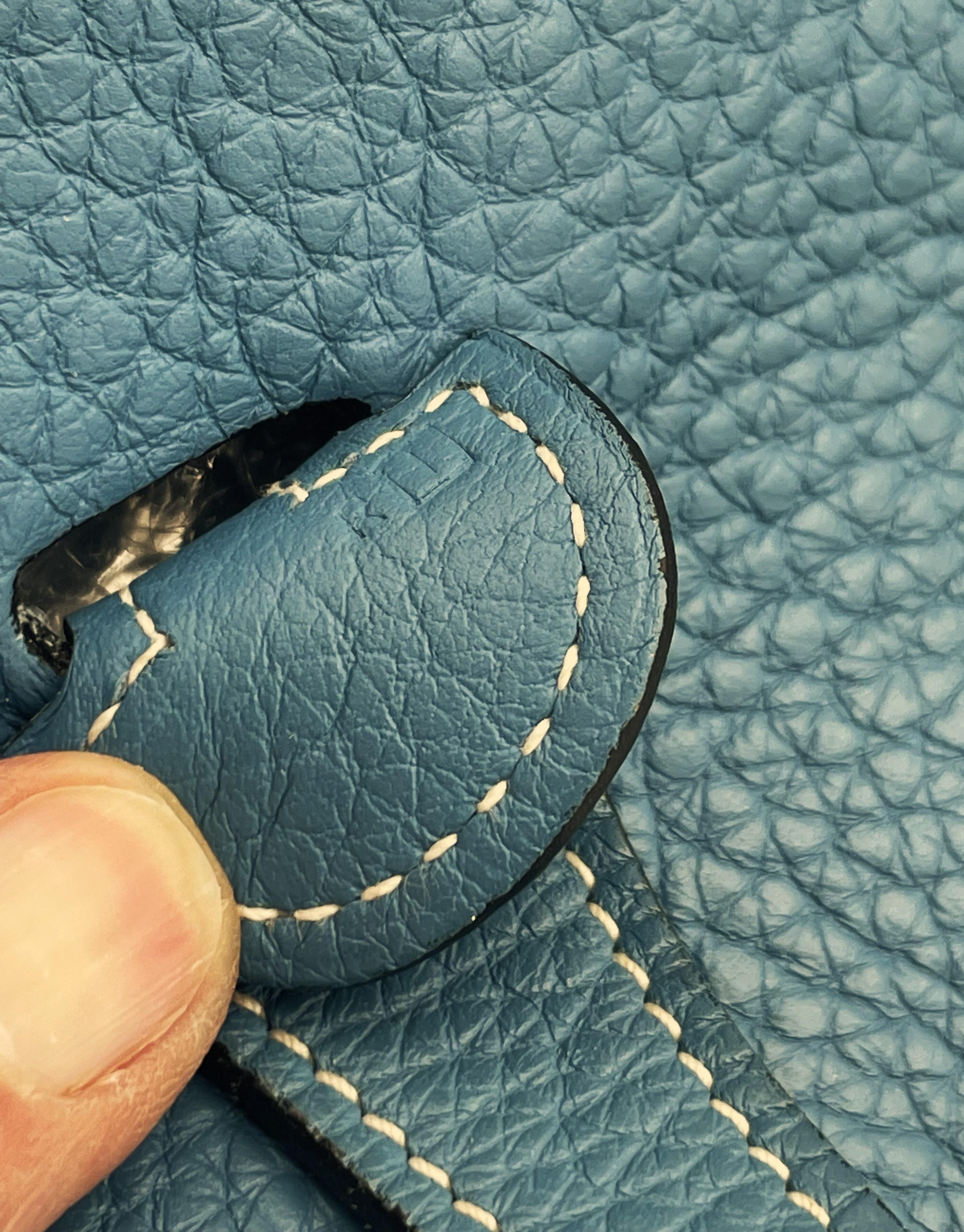 Hermès Evelyne GM Umhängetasche, Clemens Leder Blue Jeans, 