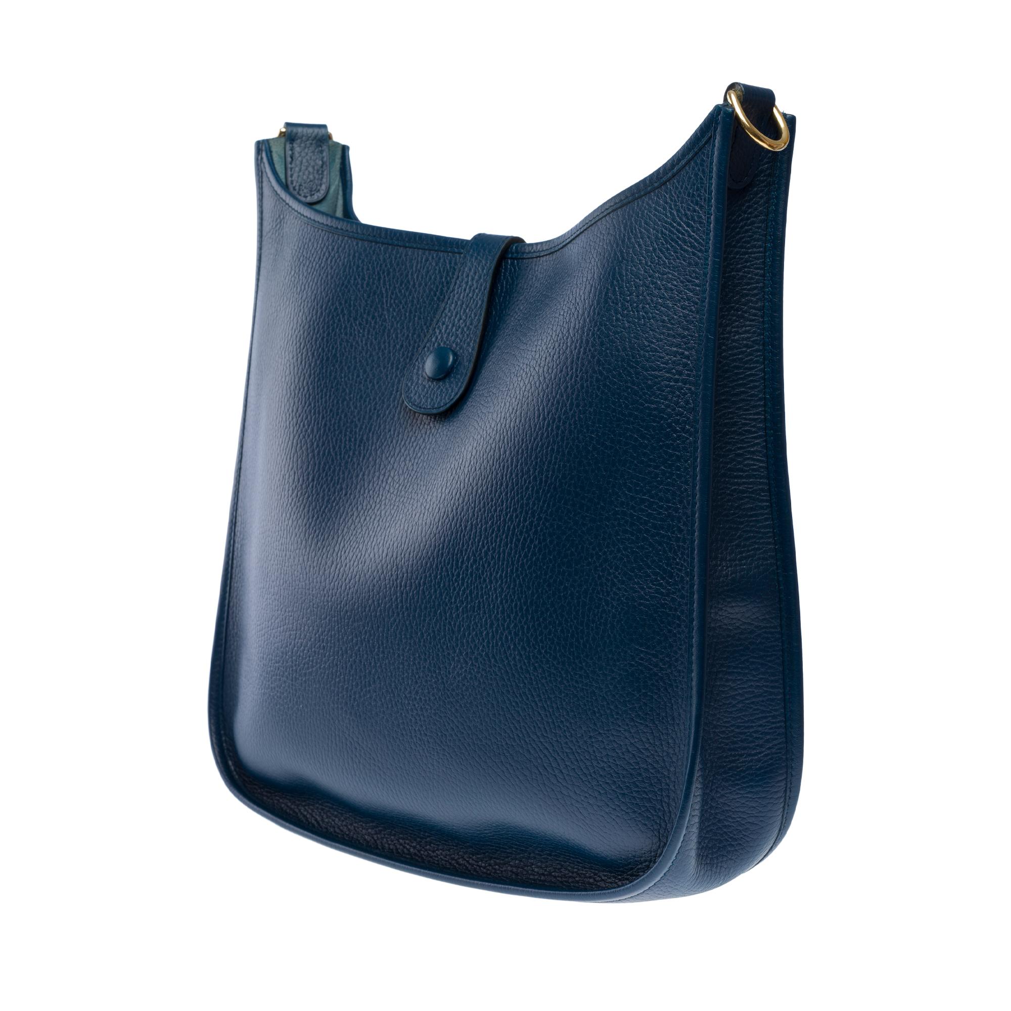 Hermès Evelyne GM  shoulder bag in Navy Blue Taurillon Clemence leather, GHW 3