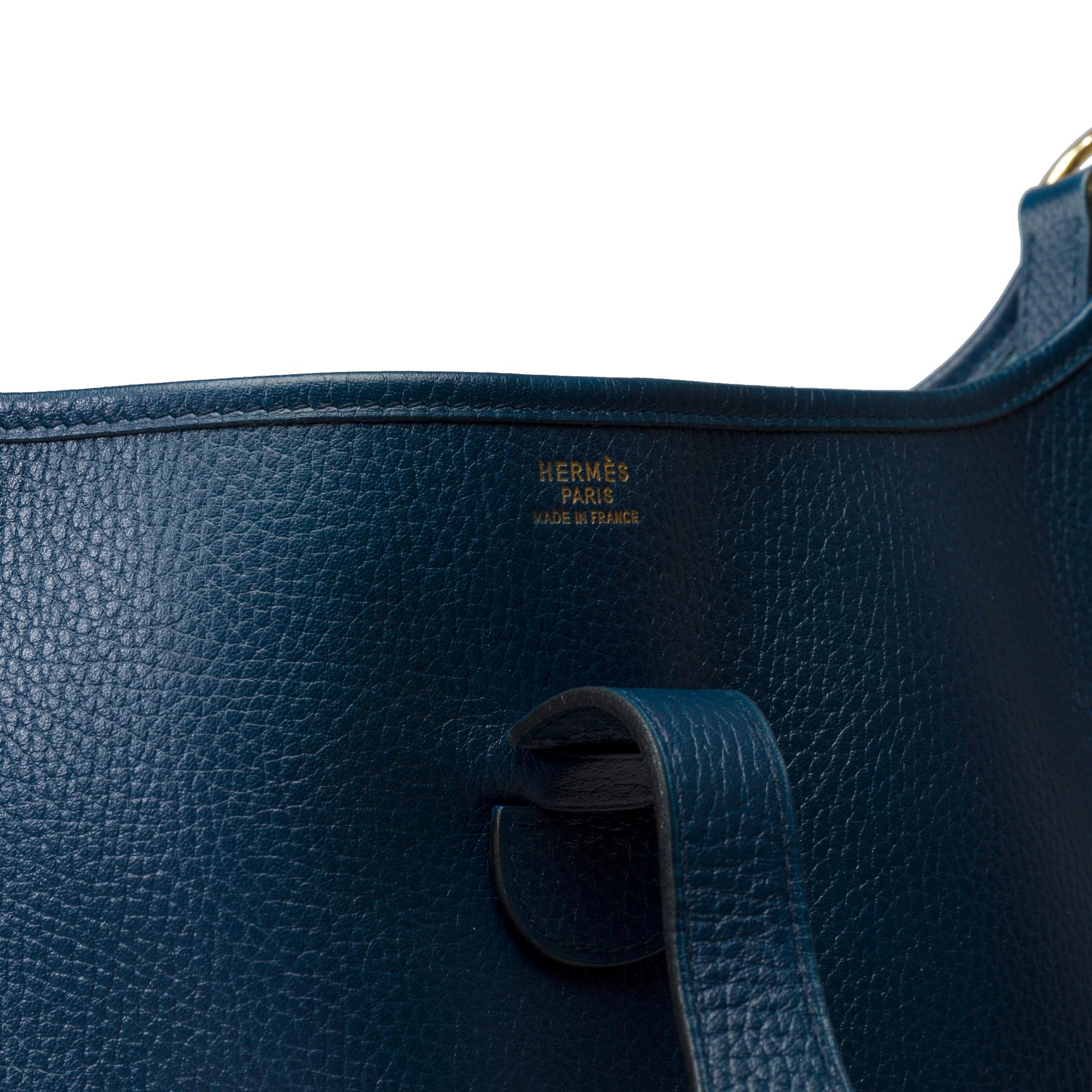 Hermès Evelyne GM  shoulder bag in Navy Blue Taurillon Clemence leather, GHW For Sale 4