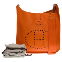 Hermès Evelyne GM shoulder bag  in Orange Taurillon Clemence leather, SHW