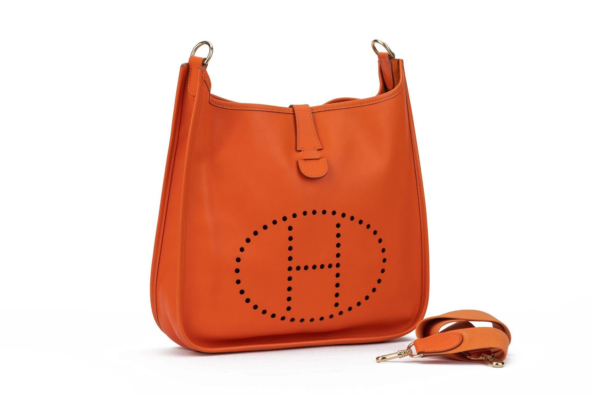 Hermès Evelyne GM Swift Orange In Excellent Condition In West Hollywood, CA