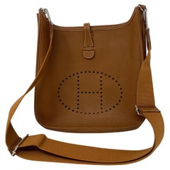 Brown Hermès Evelyne mini cross-body bag, MATCHES x Sellier