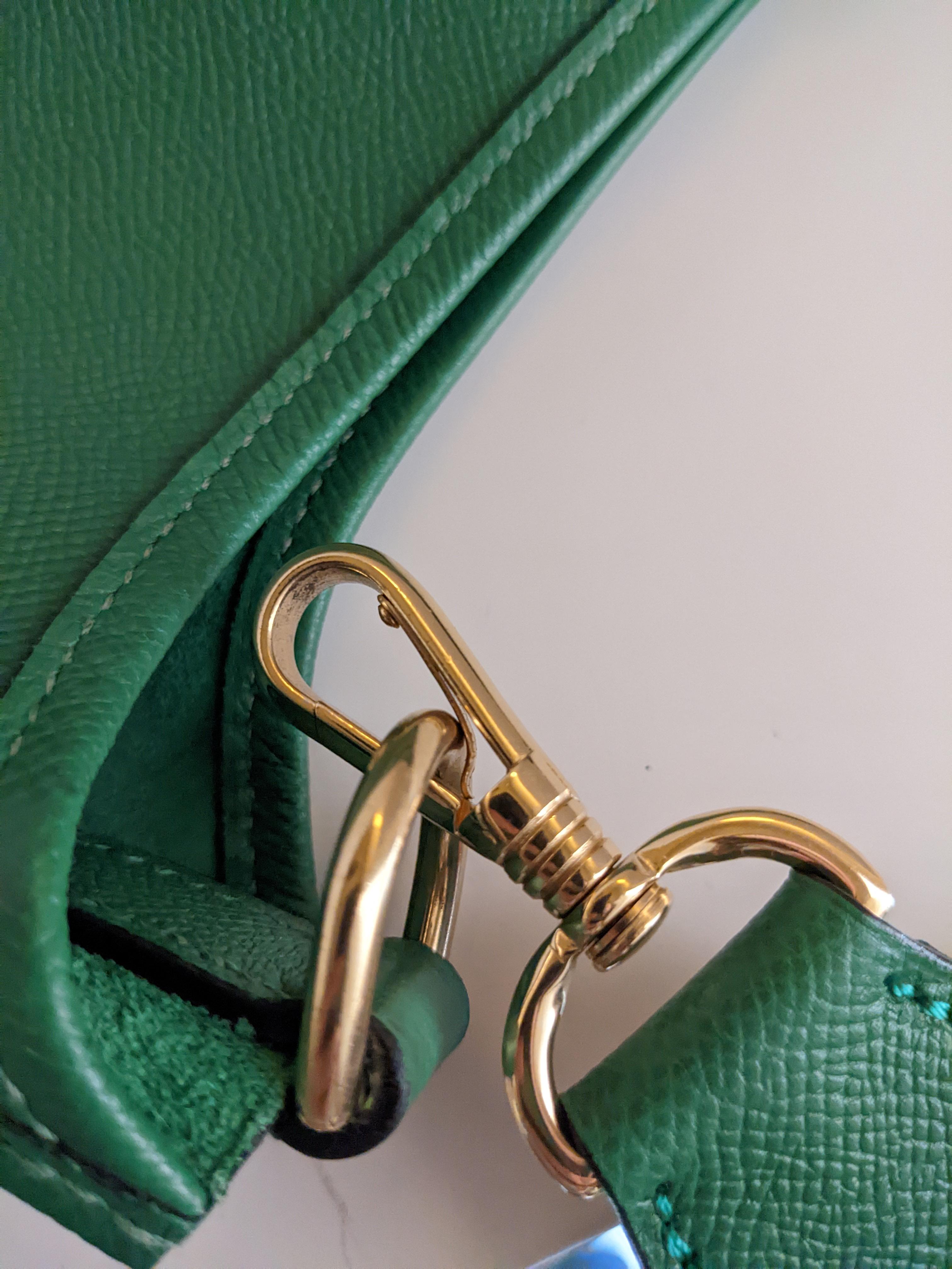 Hermes Evelyne I Gm Large Epsom Green Leather Crossbody Bag 3