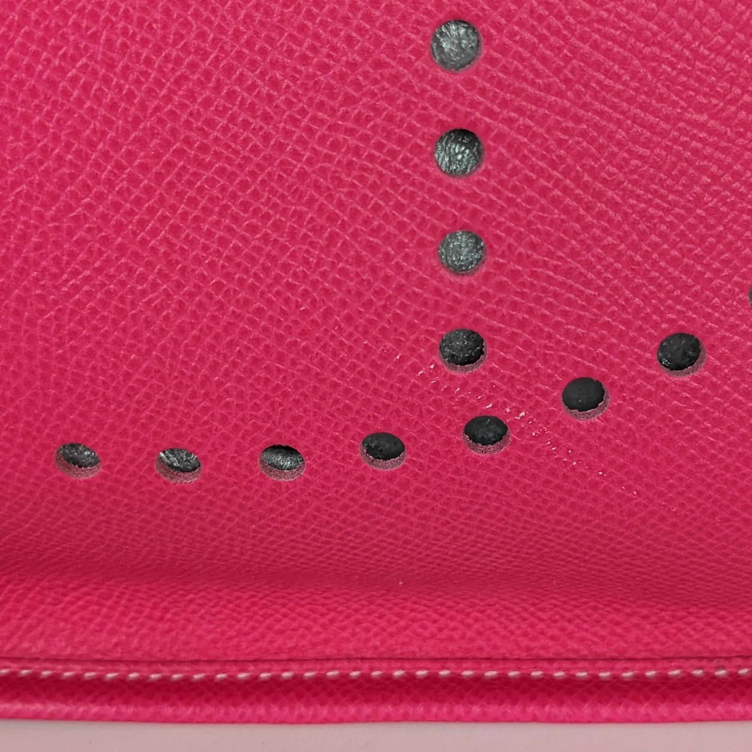 Hermes Evelyne I Pm Epsom Hot Pink Leather Crossbody Bag In Excellent Condition In Denver, CO