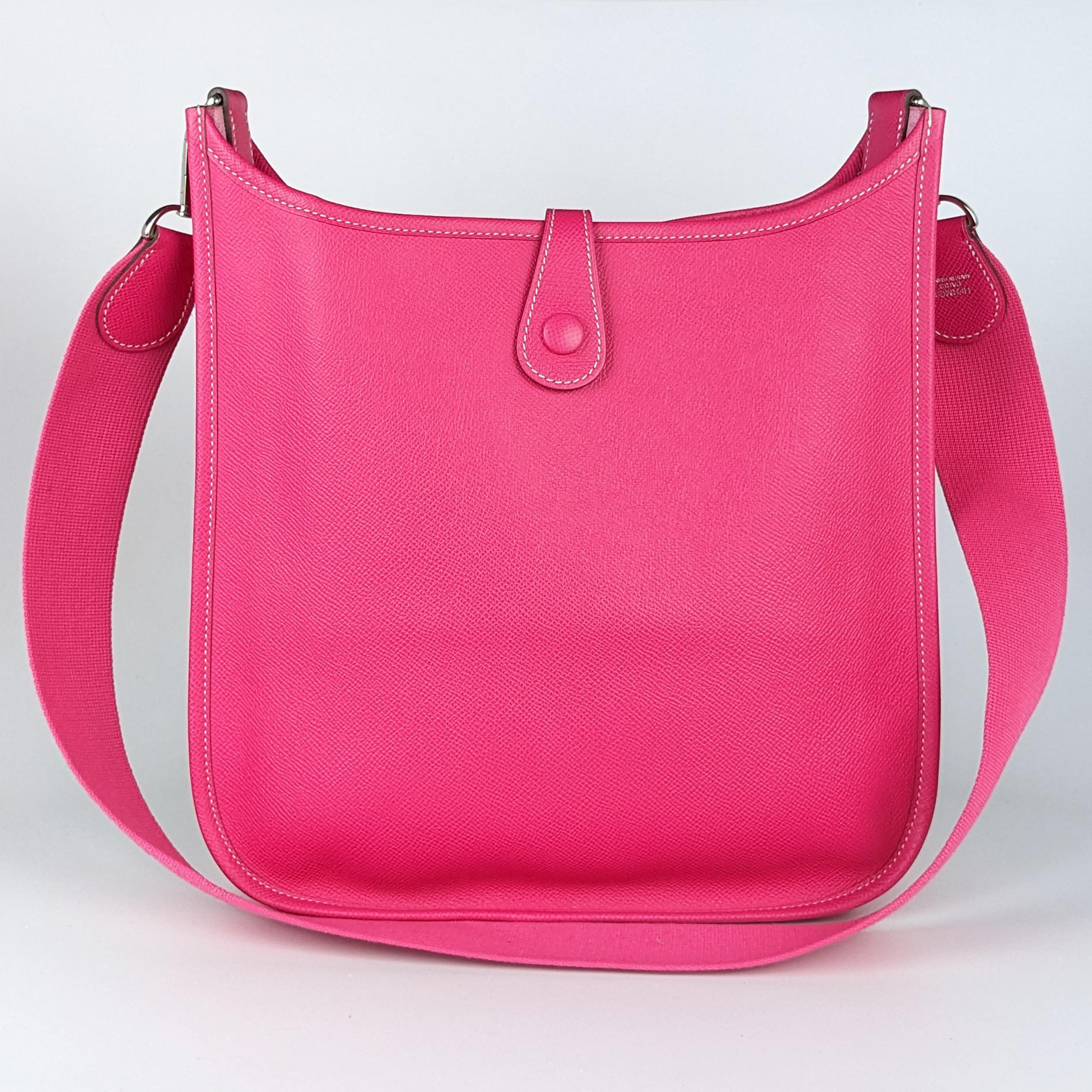 Women's Hermes Evelyne I Pm Epsom Hot Pink Leather Crossbody Bag