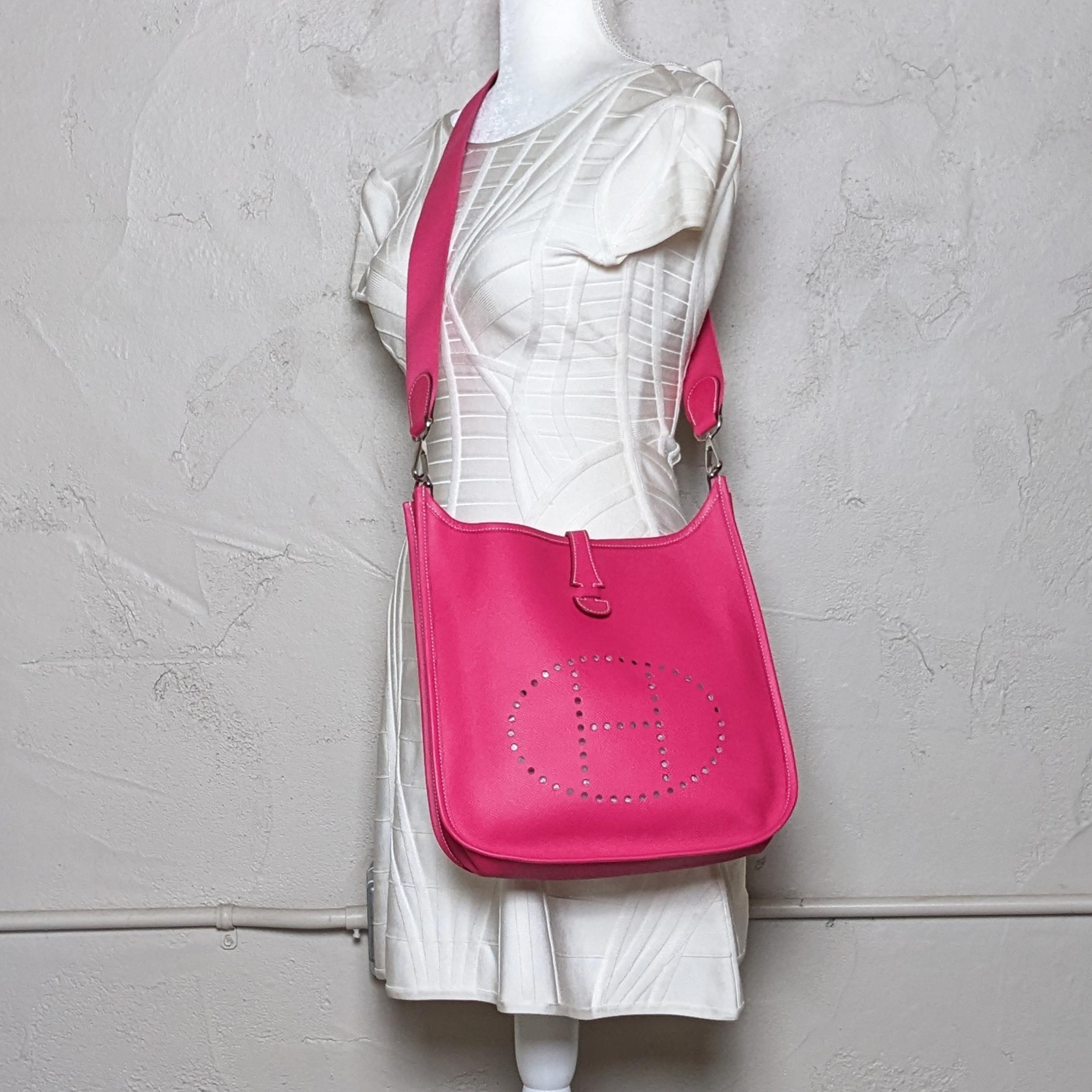 Hermes Evelyne I Pm Epsom Hot Pink Leather Crossbody Bag 3
