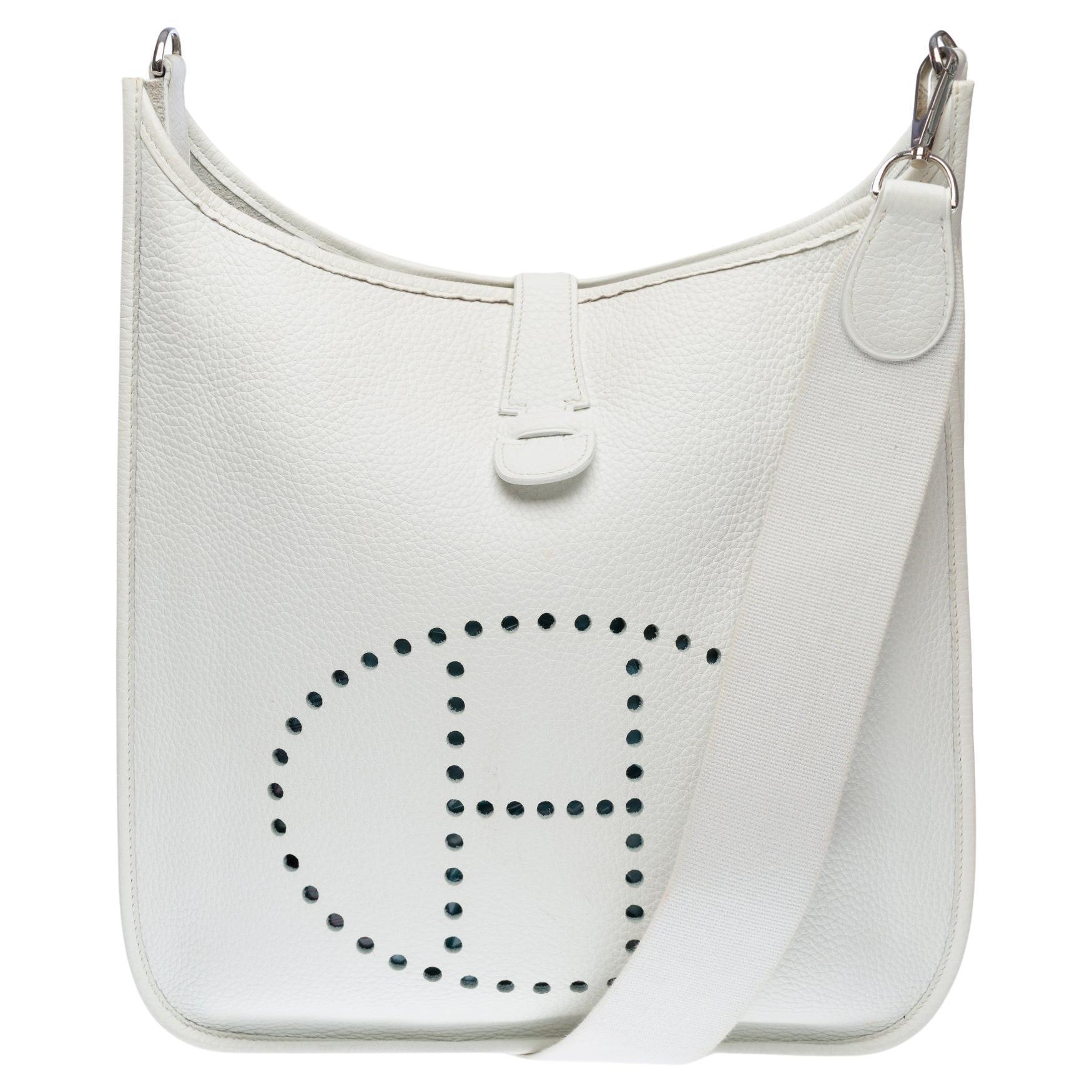 Hermès Evelyne II 33 (GM) shoulder bag in White Togo Calf leather, PHW For Sale