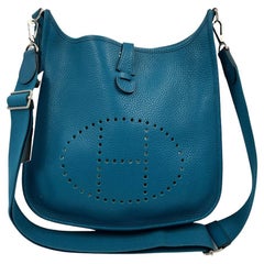 HERMES Evelyne II Bag in Blue Taurillon Leather