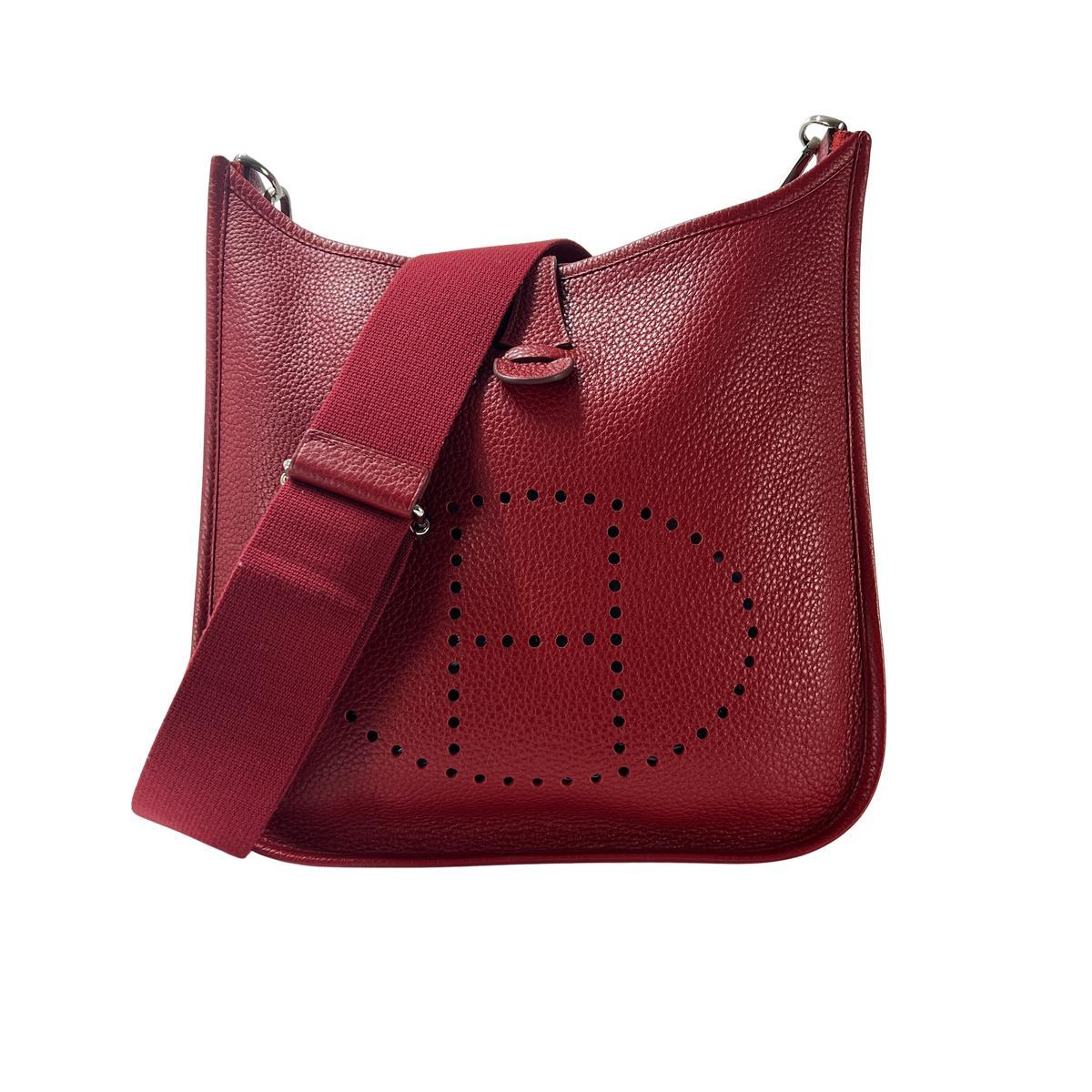 Hermès Evelyne III Crossbody Clemence Leather Red Palladium 2013 en vente
