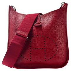 Hermès Evelyne III Crossbody Clemence Leder Rot Palladium 2013
