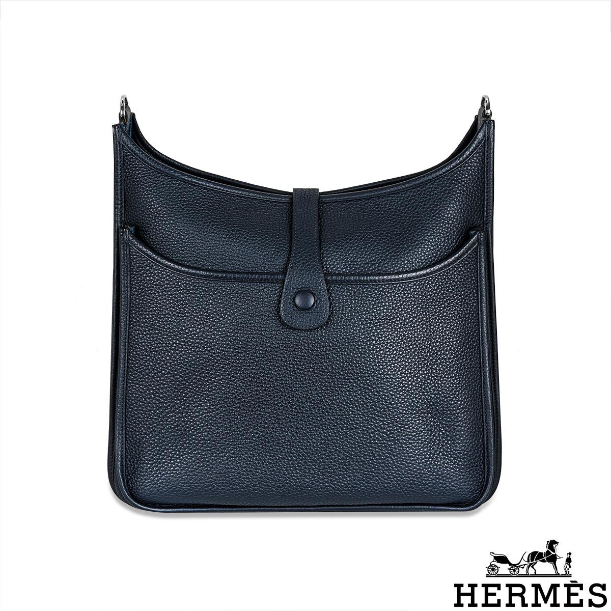 Hermès Evelyne III GM Bleu Nuit Taurillon Clemence PHW In Excellent Condition In London, GB