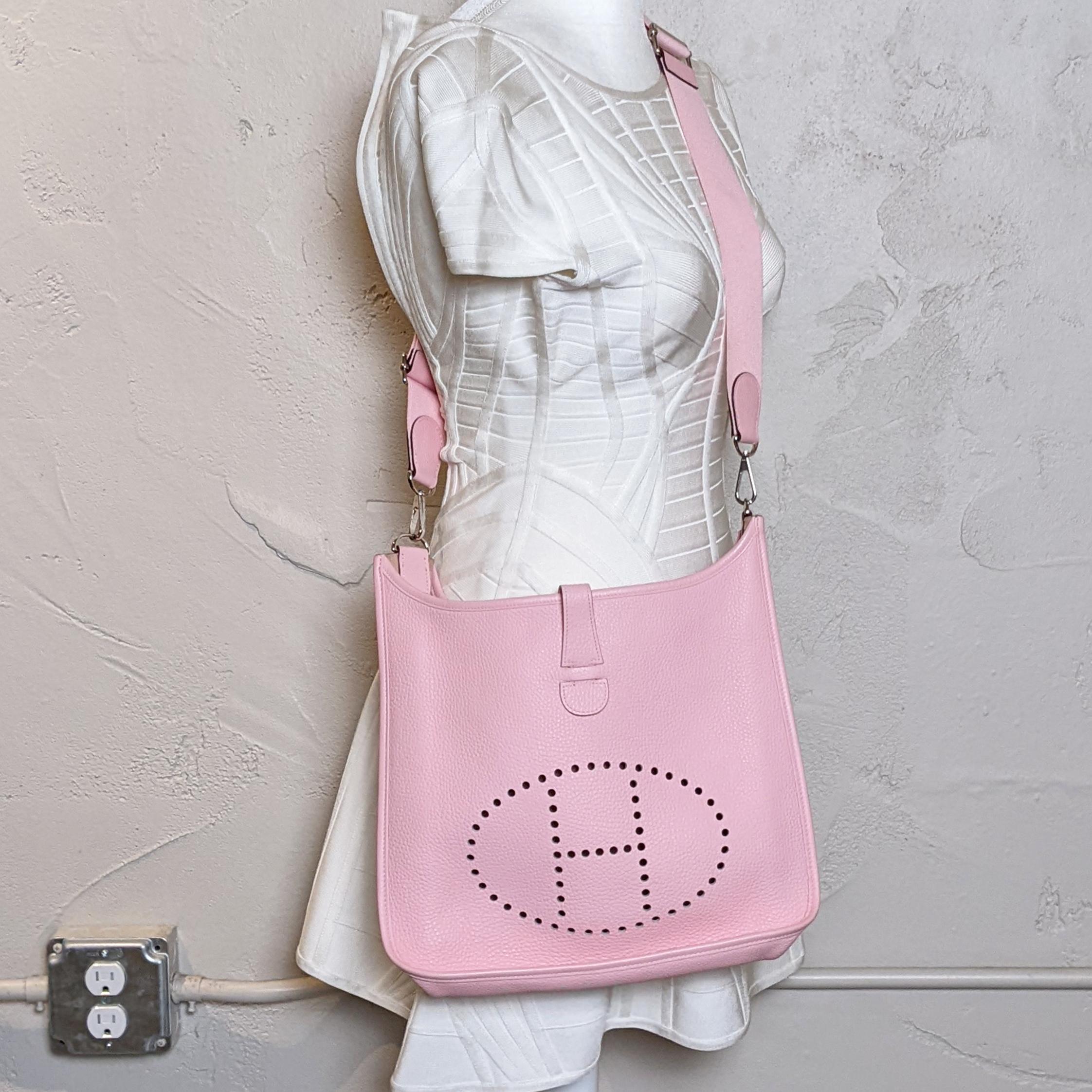 Hermes Evelyne Iii Gm Large Clemence Sakura Light Pink Leather Crossbody Bag 2