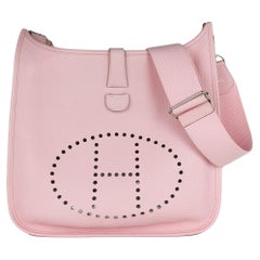 Hermes Evelyne Iii Gm Large Clemence Sakura Light Pink Leather Crossbody Bag