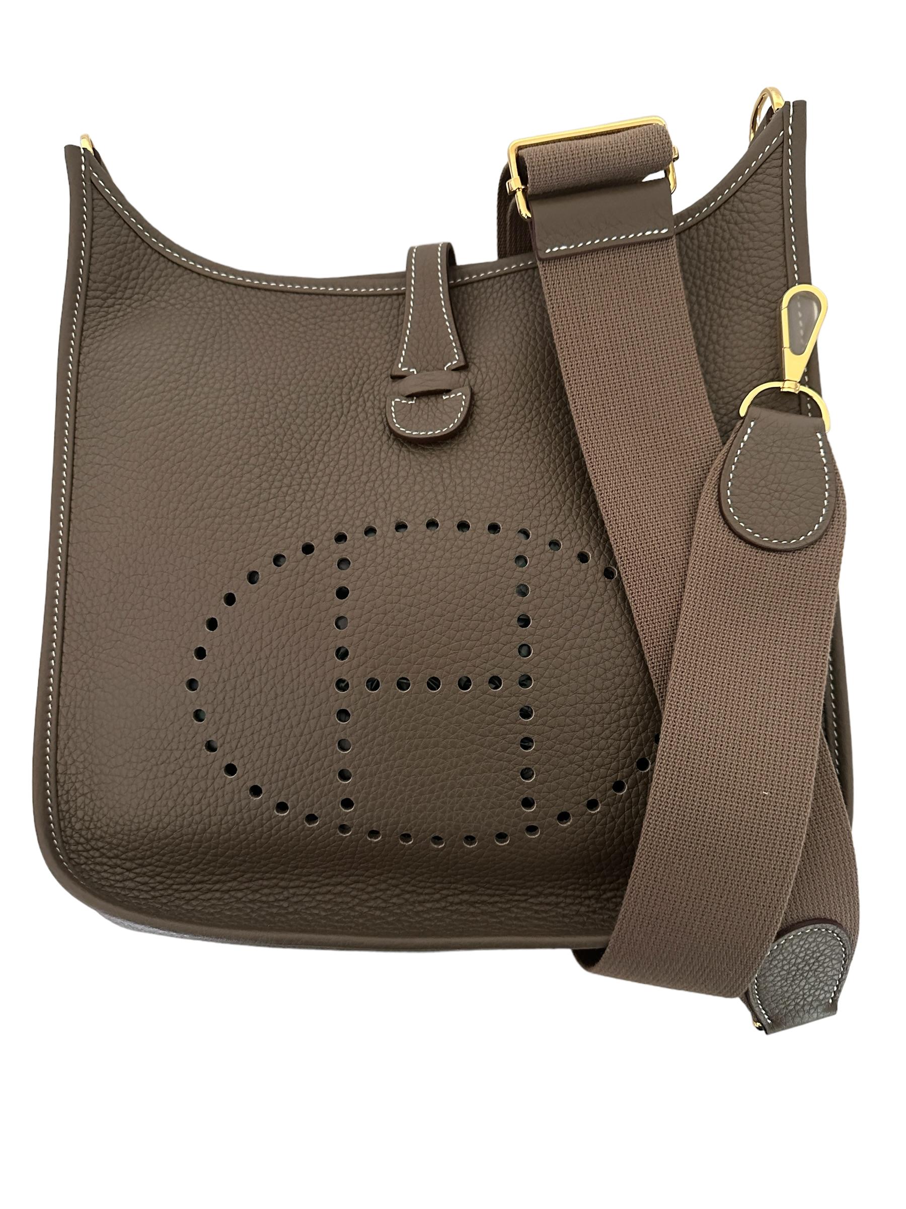 Hermes Evelyne III PM 29cm Etoupe Bag Taurillon Clemence GOLD Hardware 1