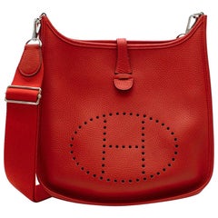 Hermès Evelyne III PM Bag in Vermiliion Clémence Leather PHW