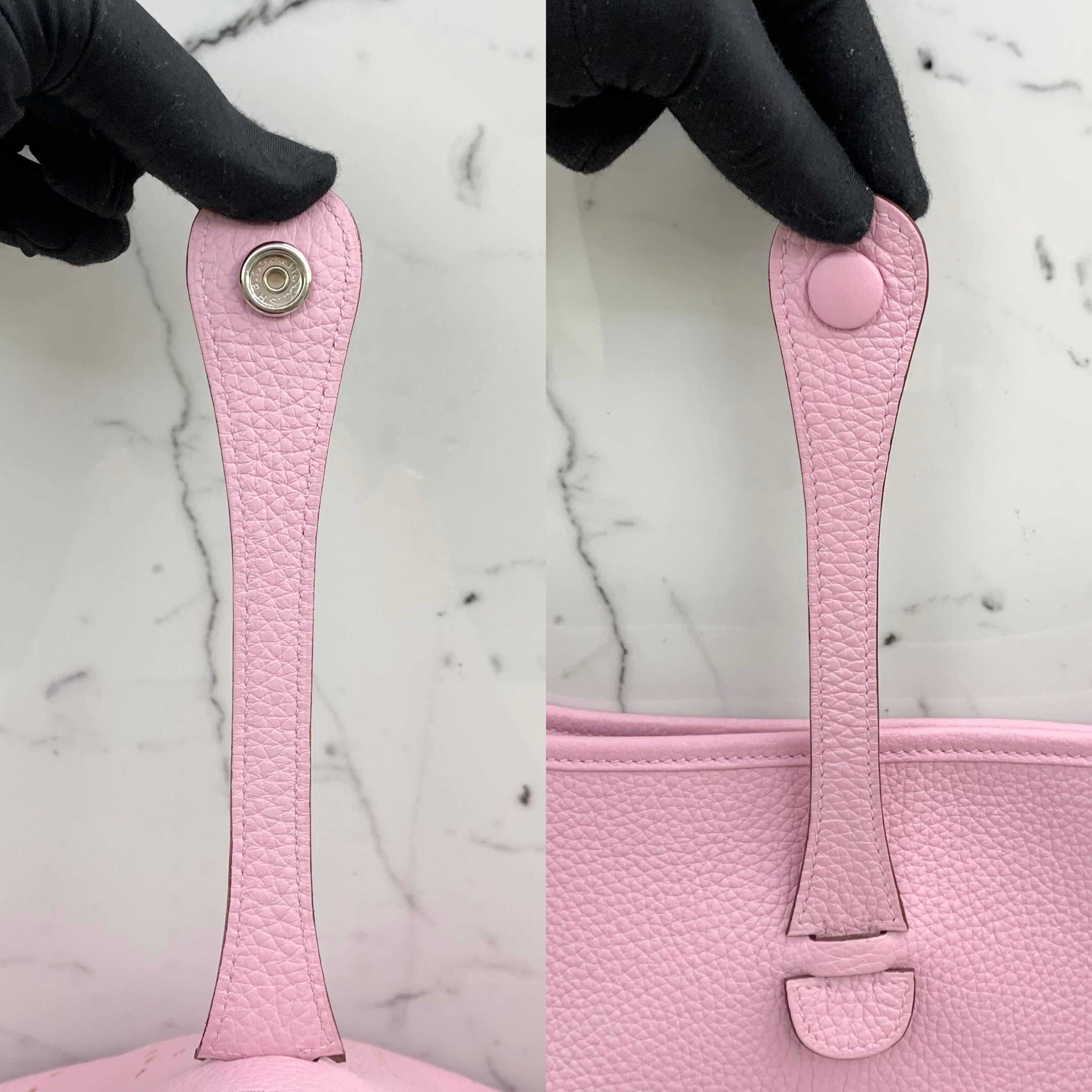 Hermes Evelyne III PM Mauve Sylvestre Clemence Palladium Hardware Pink Sakura in vendita 5