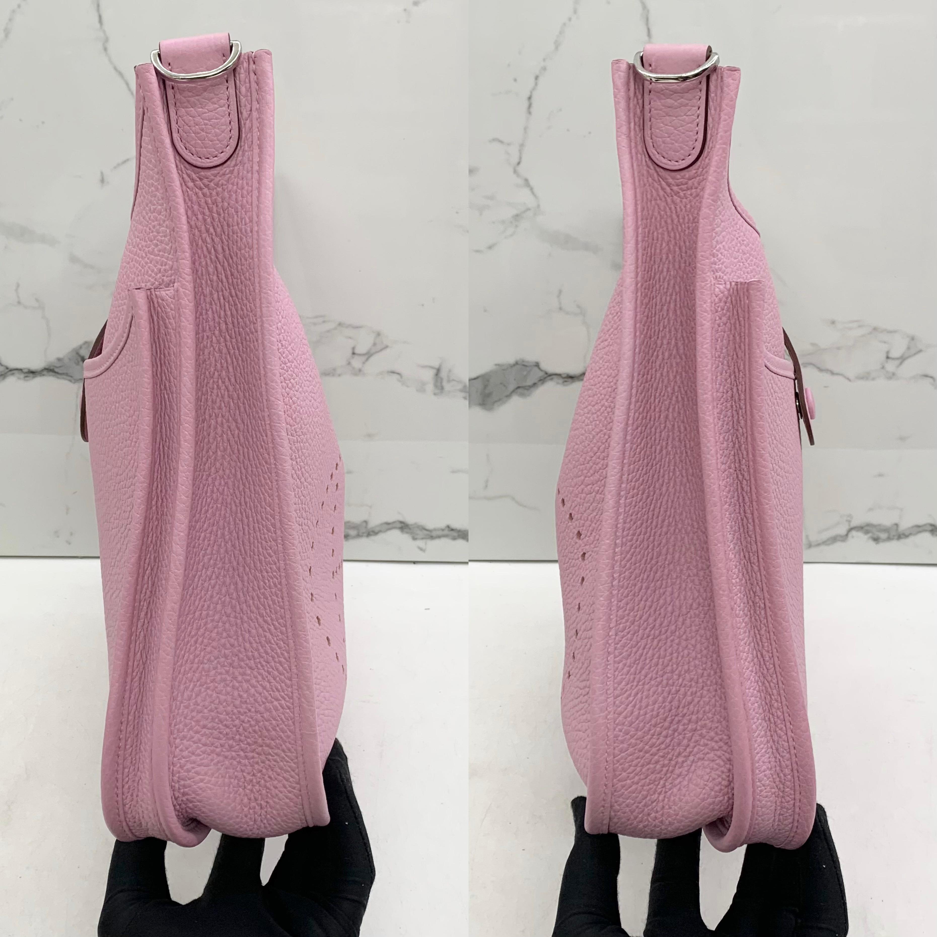 Hermes Evelyne III PM Mauve Sylvestre Clemence Palladium Hardware Pink Sakura in vendita 2