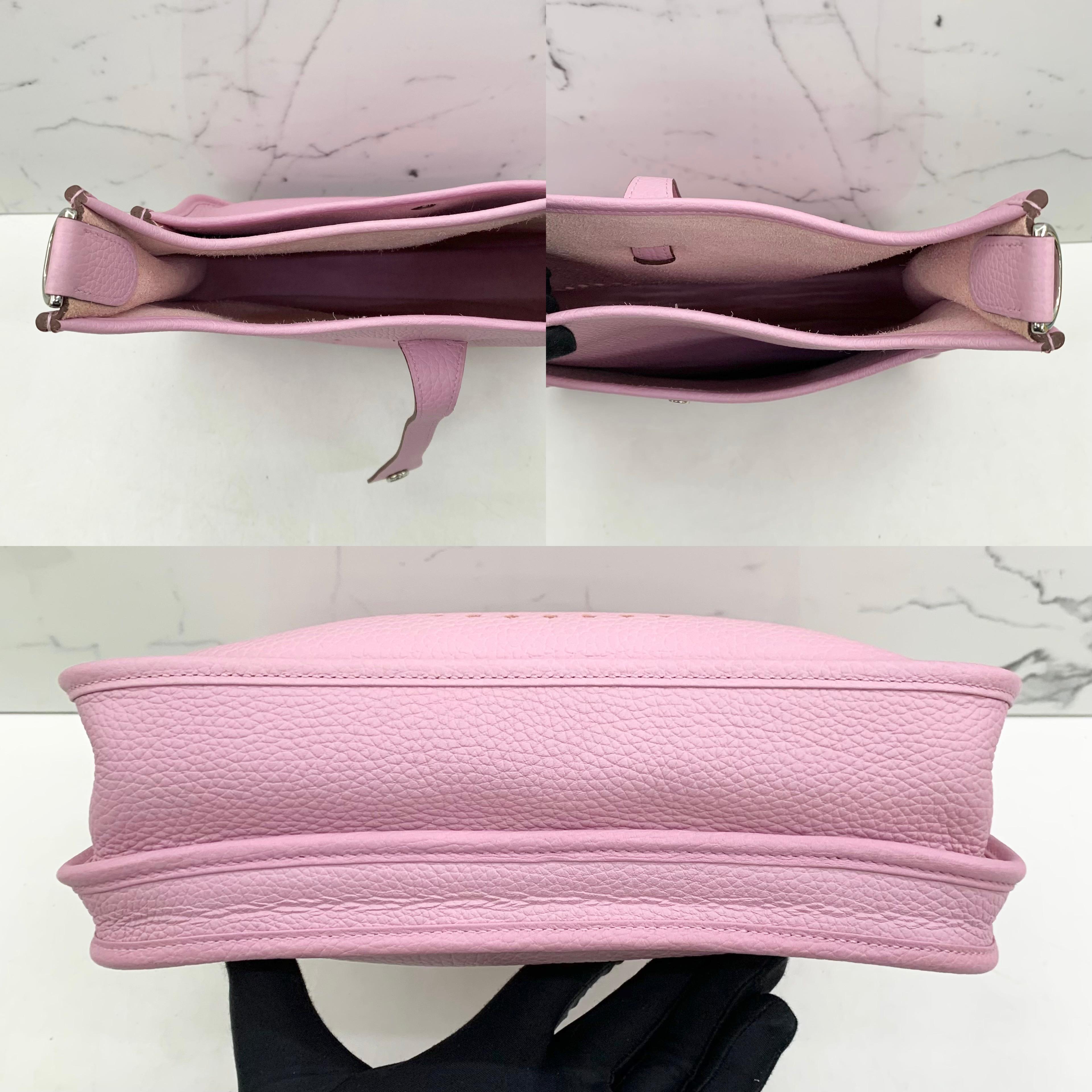 Hermes Evelyne III PM Mauve Sylvestre Clemence Palladium Hardware Pink Sakura in vendita 3