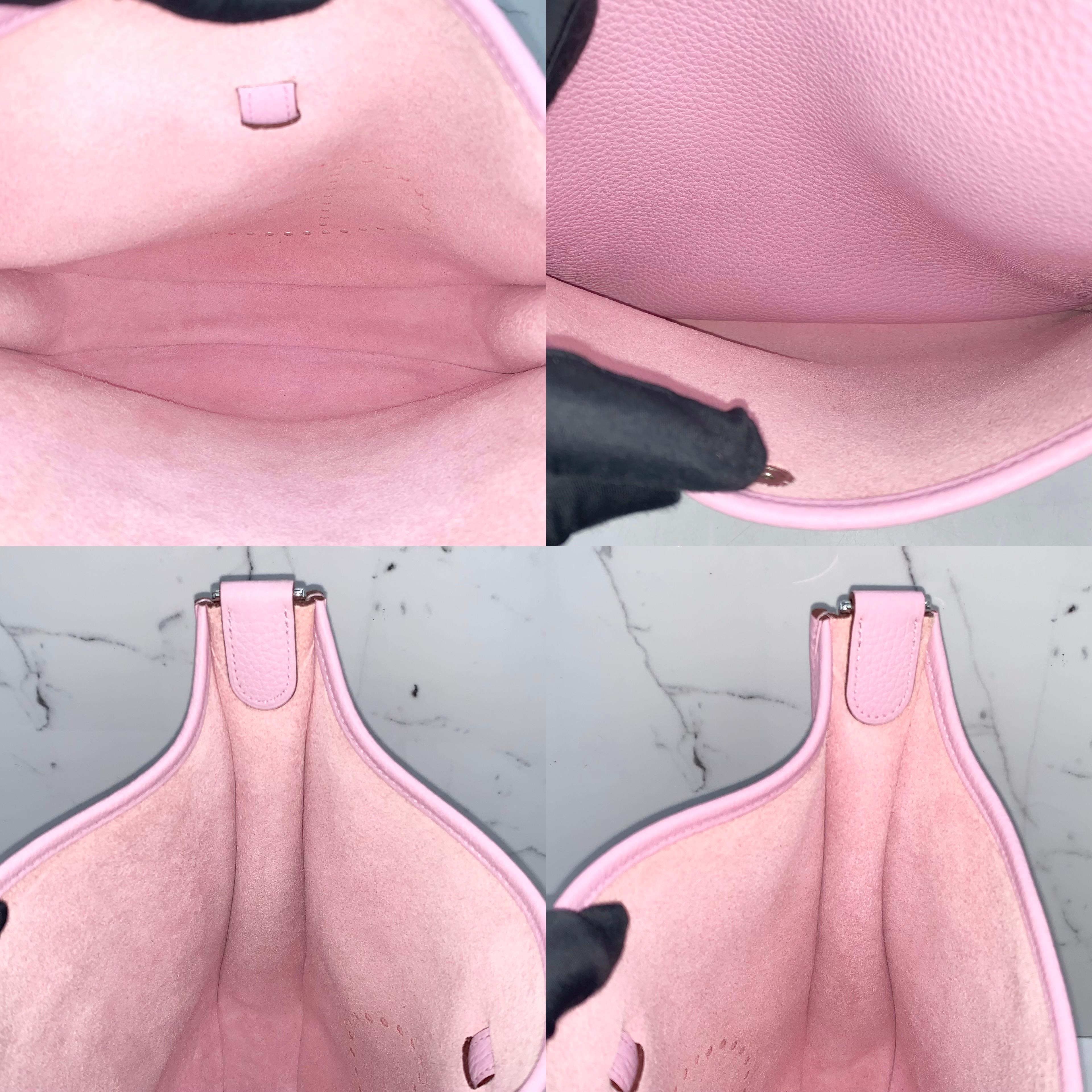 Hermes Evelyne III PM Mauve Sylvestre Clemence Palladium Hardware Pink Sakura in vendita 4