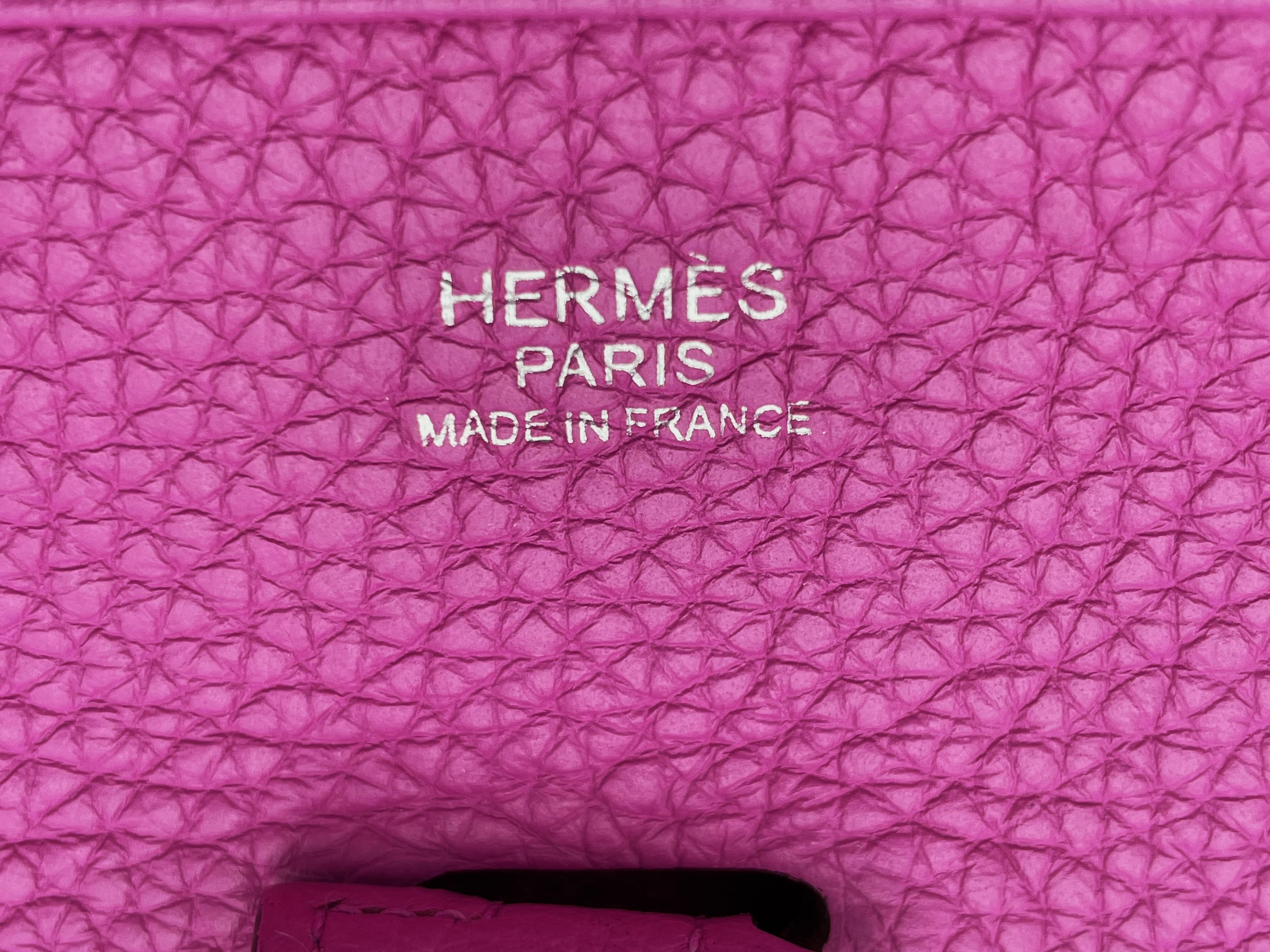Hermès EVELYNE III PM SHOULDER BAG rosa Clemence-Leder, Seidenbeschläge C=2018 im Angebot 3