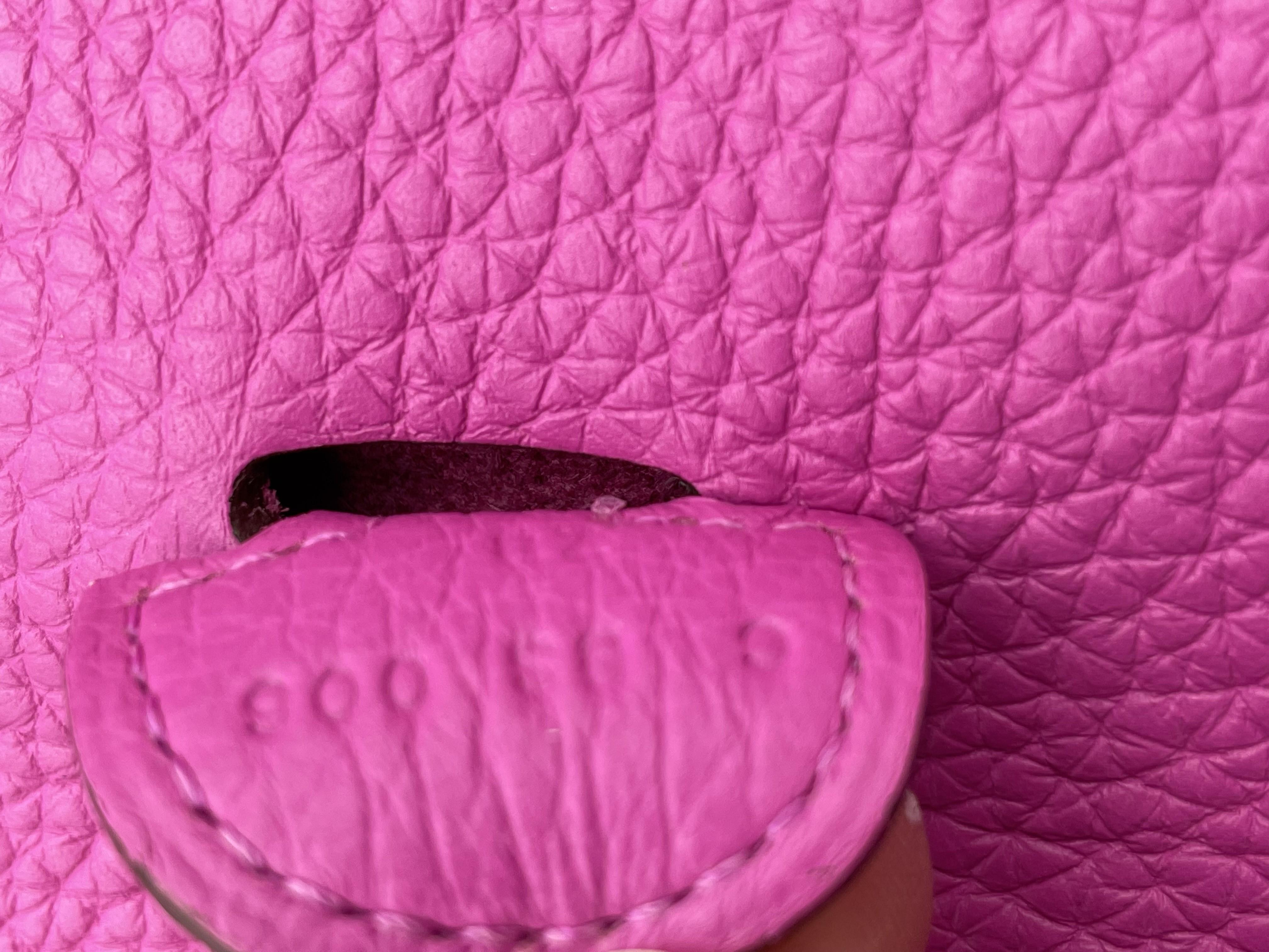 Hermès EVELYNE III PM SHOULDER BAG rosa Clemence-Leder, Seidenbeschläge C=2018 im Angebot 4