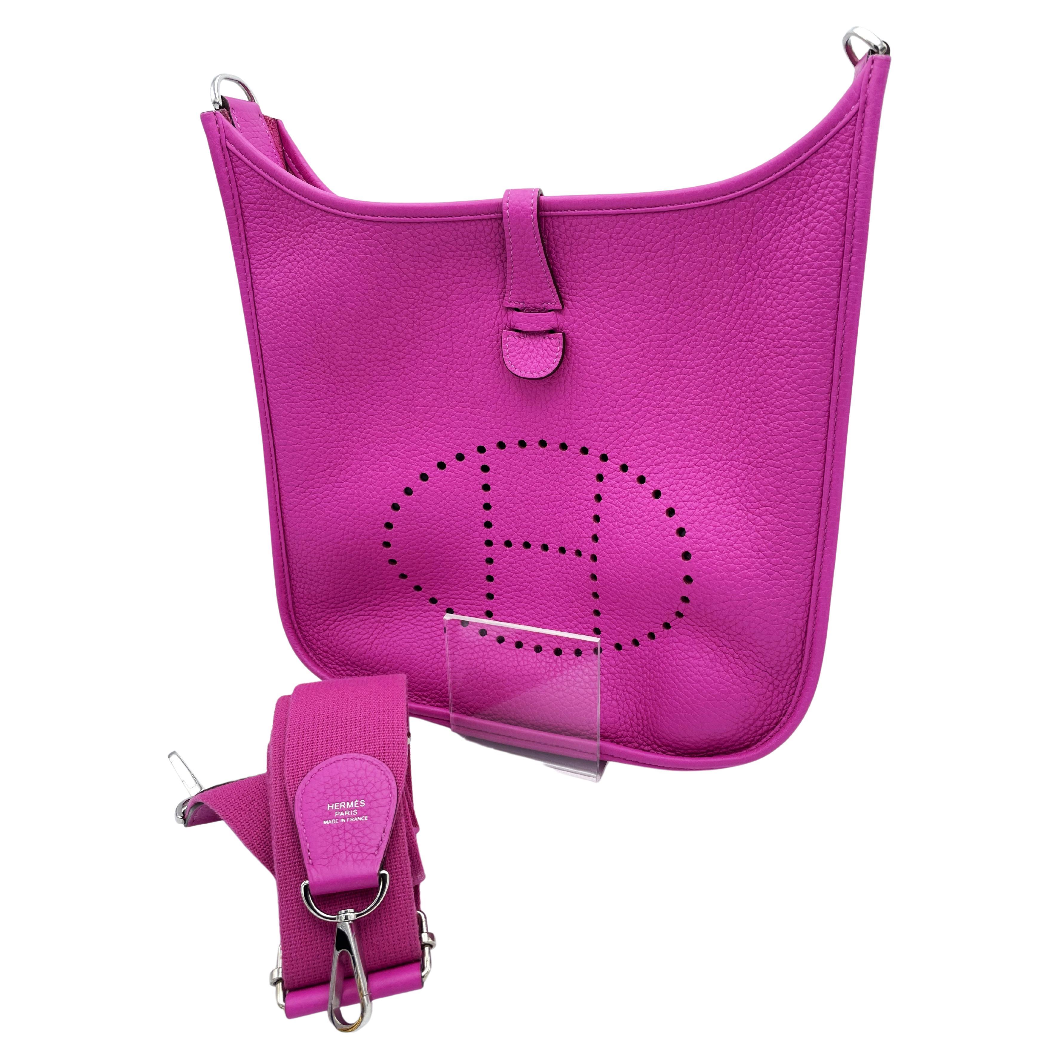 HERMES EVELYNE III PM SHOULDER BAG pink Clemence leather, silber hardware C=2018 For Sale