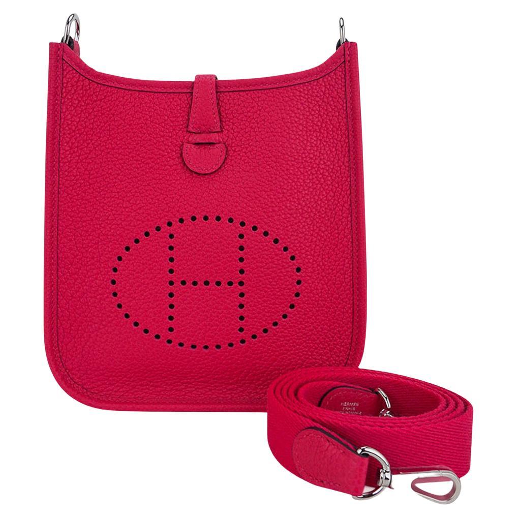 Hermes Evelyne III TPM Bag Framboise Clemence Leather For Sale