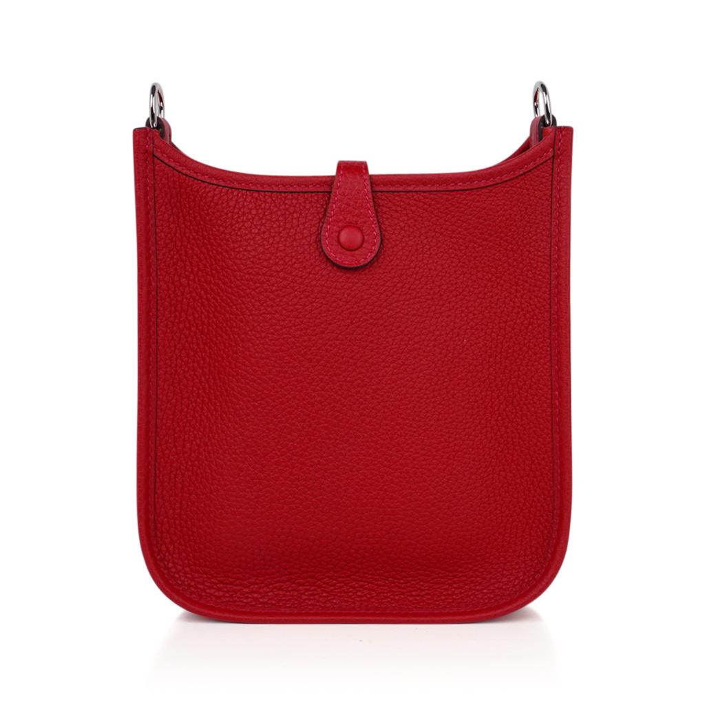 Hermes Evelyne III TPM Mini Bag Rouge Casaque Crossbody Clemence Palladium In New Condition In Miami, FL