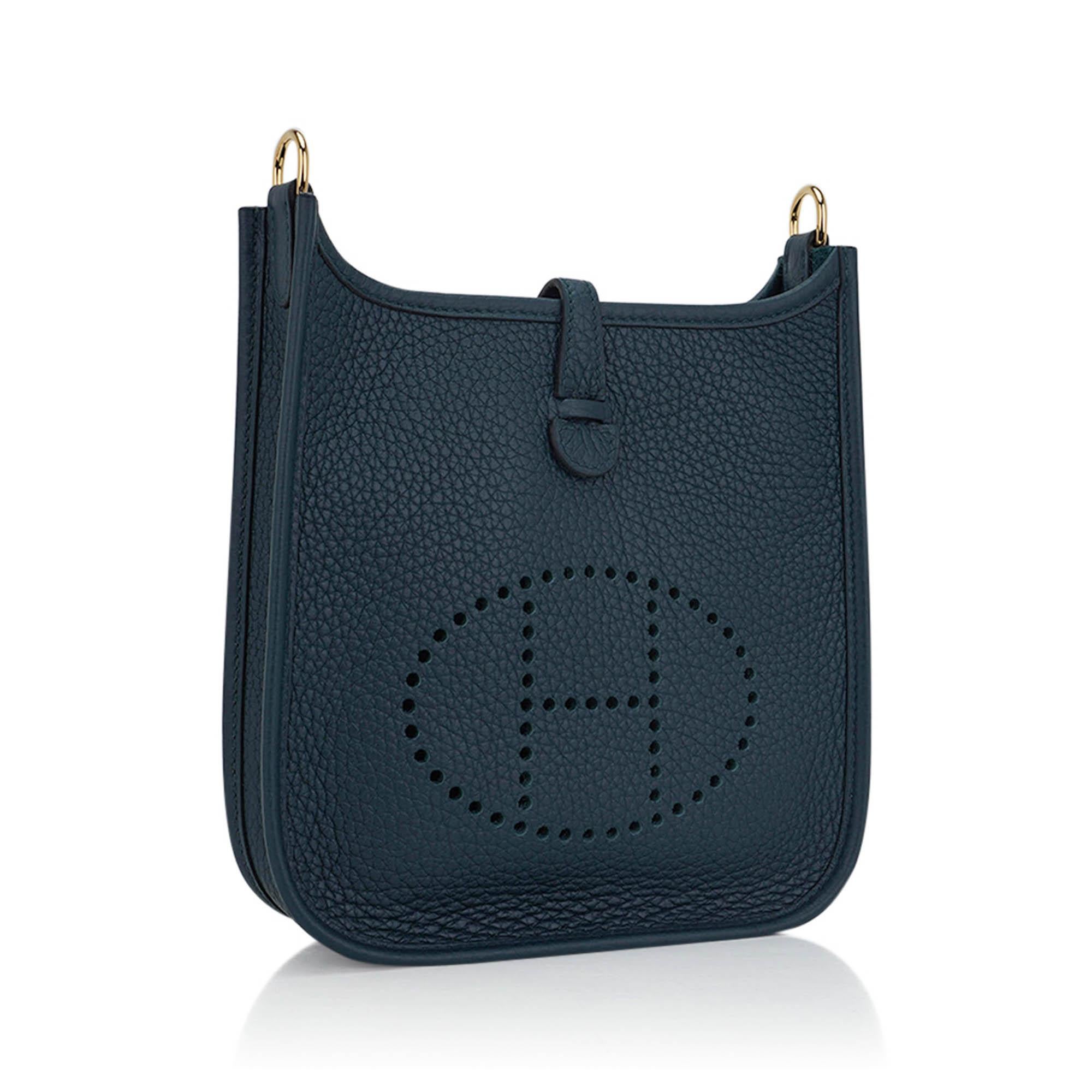 Mightychic offers an Hermes Evelyne TPM featured in gorgeous Vert Rousseau.
Clemence leather is soft and scratch resistant.
Signature perforated H on front of bag.
Rich with Gold hardware.
Fabulous shoulder or crossbody bag.
Comes with sleepers and