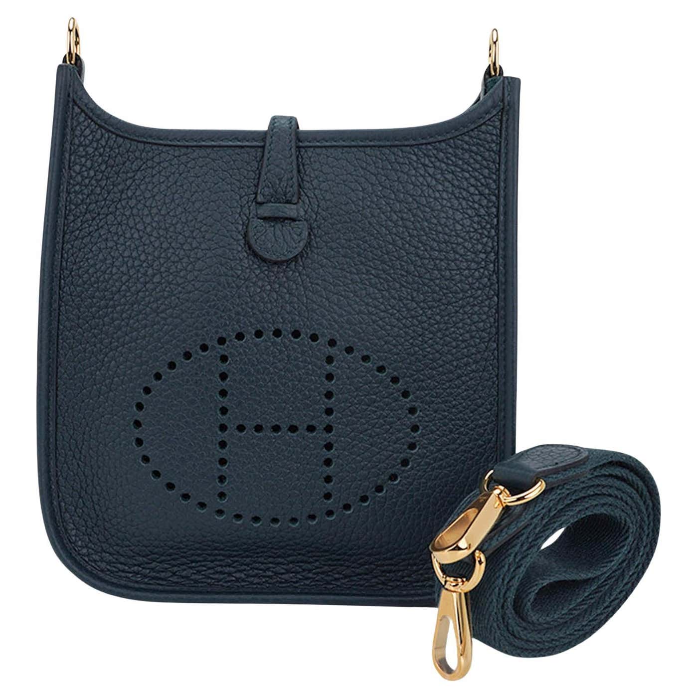 Hermes Evelyne III TPM Vert Rousseau Crossbody Bag Gold Clemence For ...