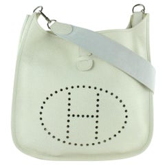 Vintage Hermès Evelyne Messenger 20hz1217 White Leather Cross Body Bag