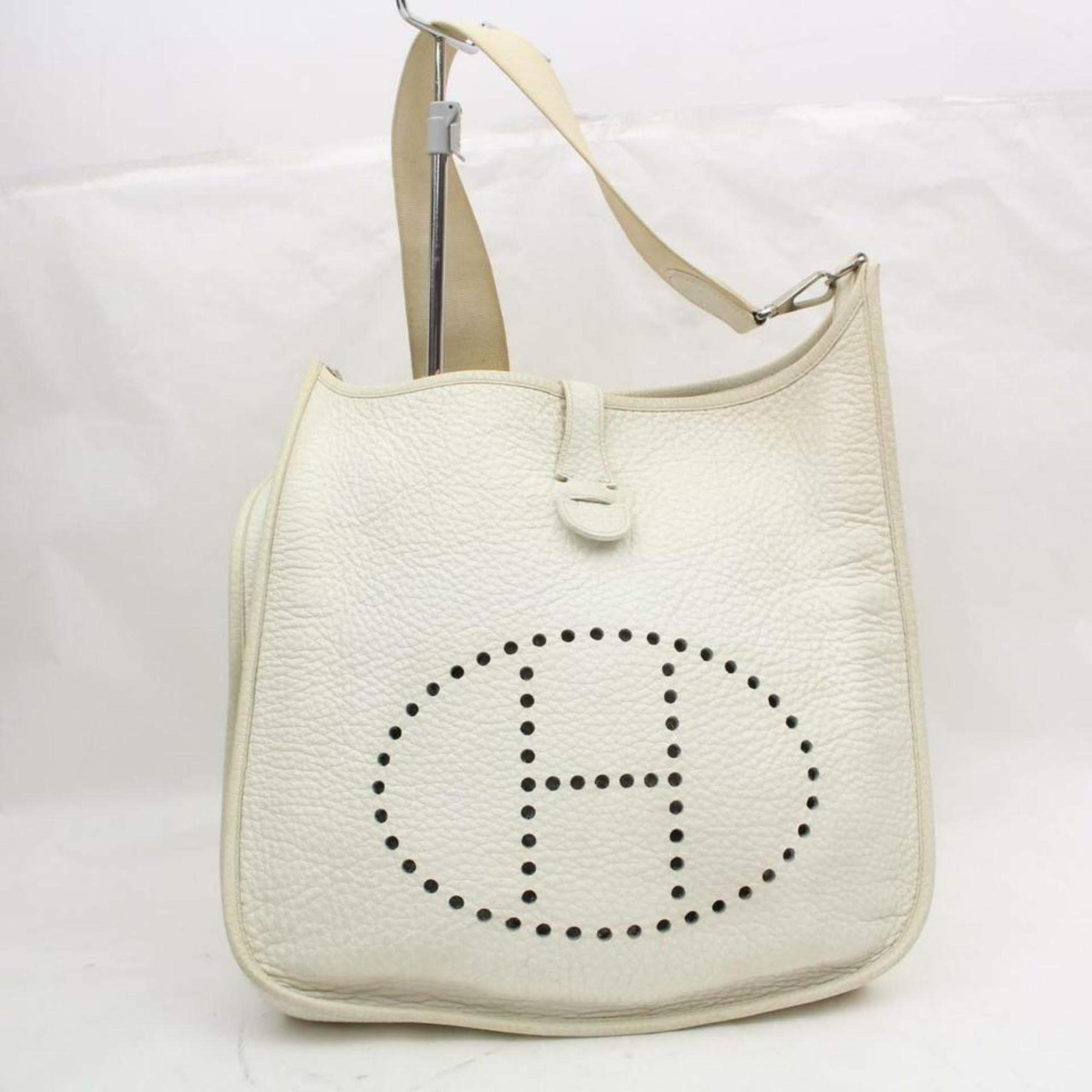 Hermès Evelyne Messenger 870089 White Leather Shoulder Bag 3