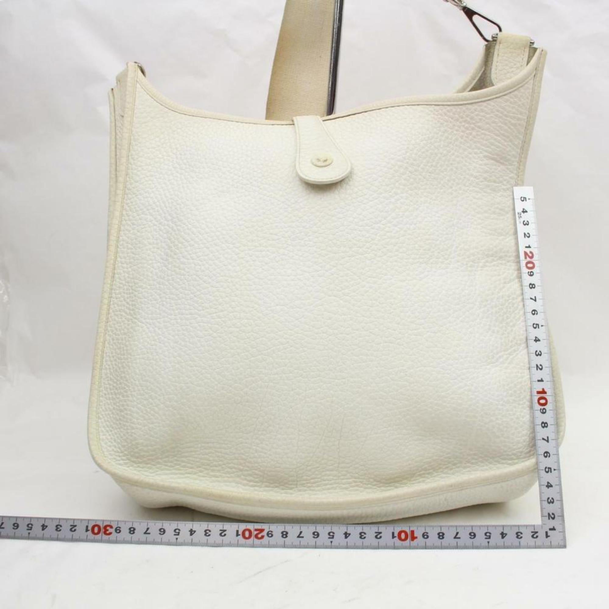 Hermès Evelyne Messenger 870089 White Leather Shoulder Bag 5