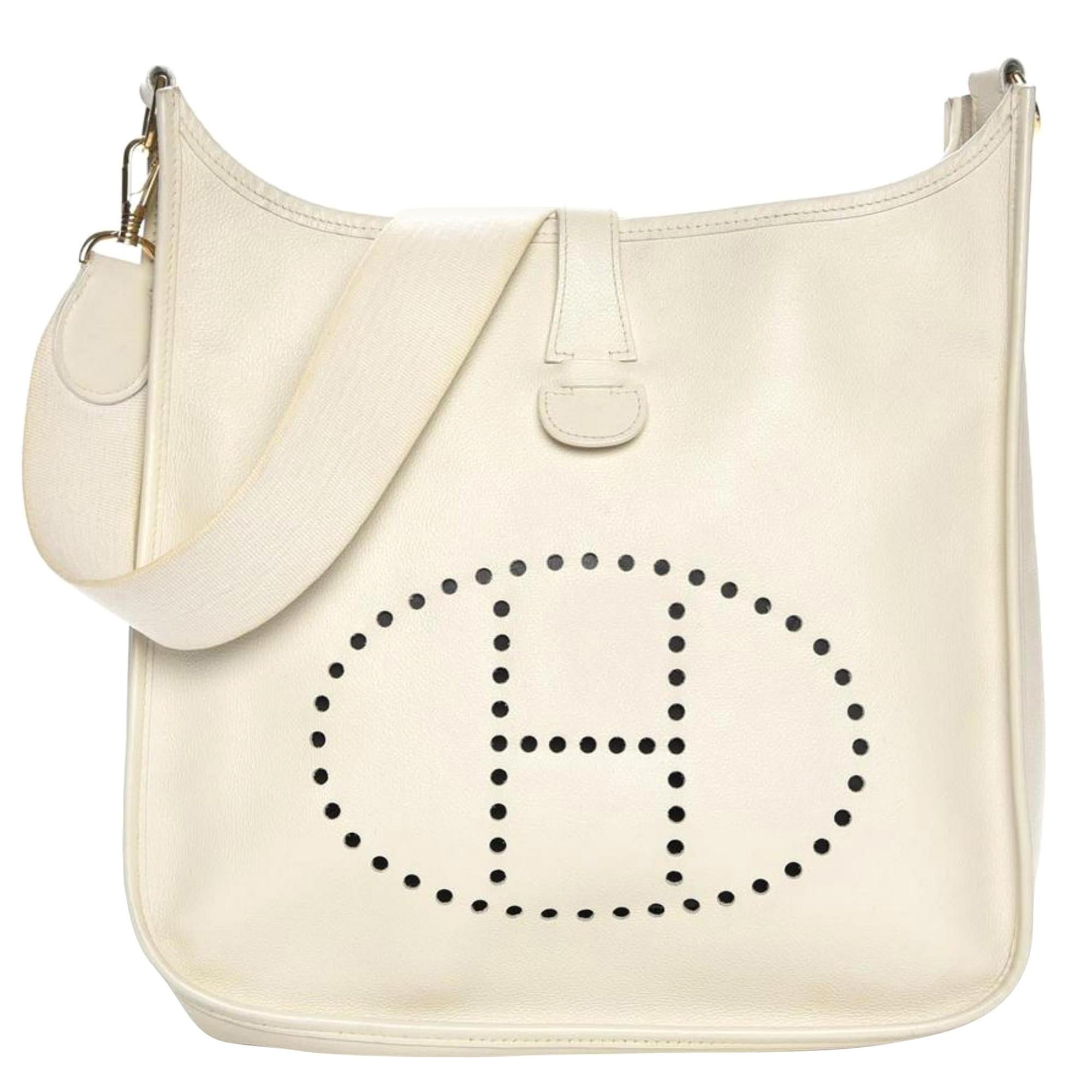 Hermès Evelyne Messenger 870089 White Leather Shoulder Bag
