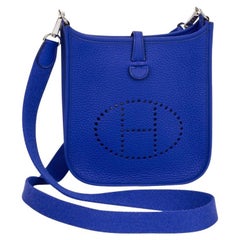 Hermes Evelyne Mini Electric Blue Clemence Palladium Hardware