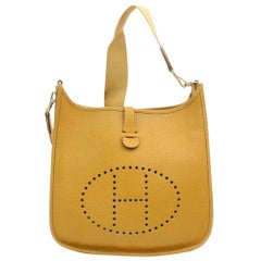 Vintage Hermès Evelyne Mustard Clemence 870631 Yellow Leather Messenger Bag