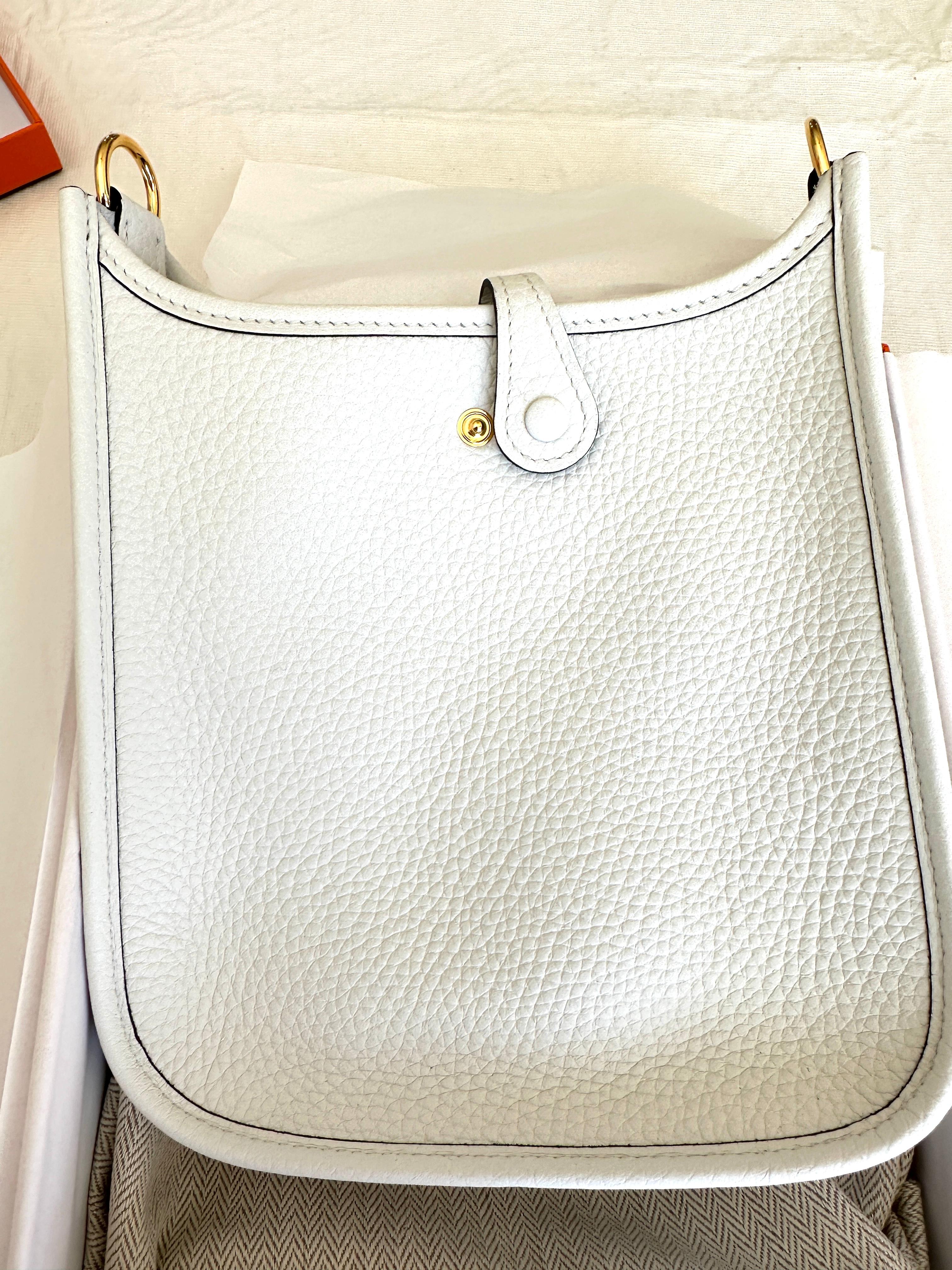 Hermès Evelyne New White TPM  Bag 16 Gold Hardware In New Condition For Sale In West Chester, PA