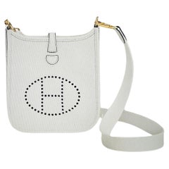 Hermès Evelyne New White TPM  Tasche mit 16 Goldbeschlägen