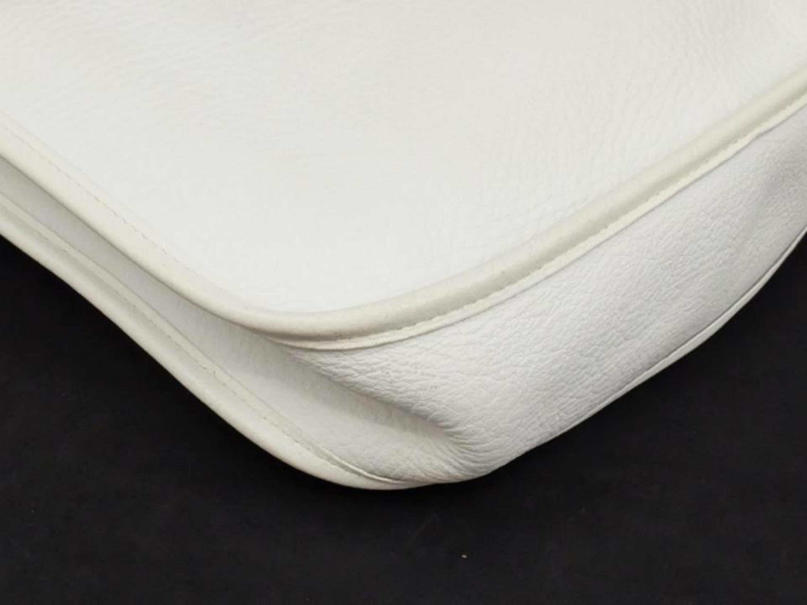 Hermès Evelyne Pm 230229 White Leather Messenger Bag For Sale 6