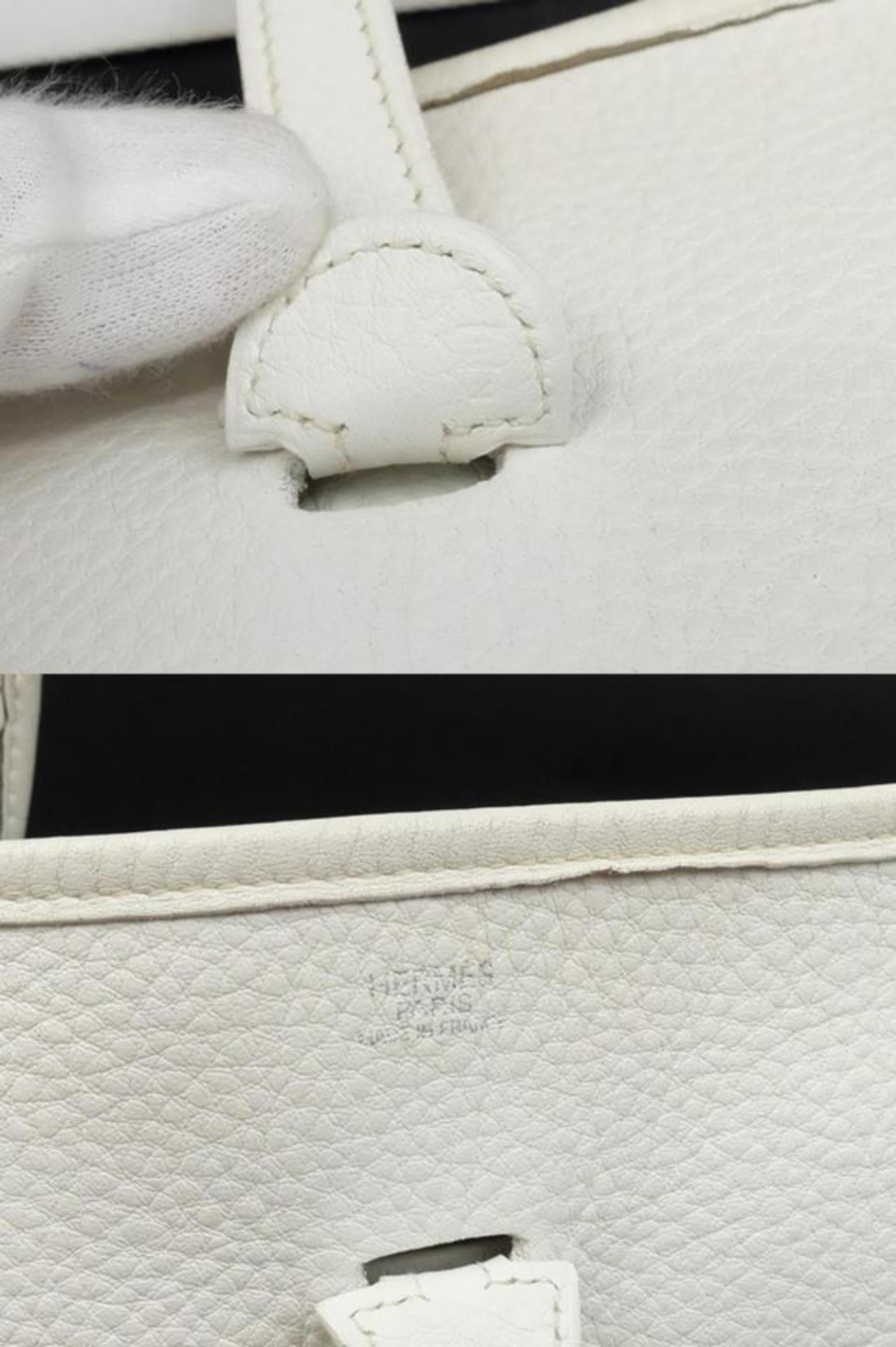 Hermès Evelyne Pm 230229 White Leather Messenger Bag In Excellent Condition For Sale In Forest Hills, NY