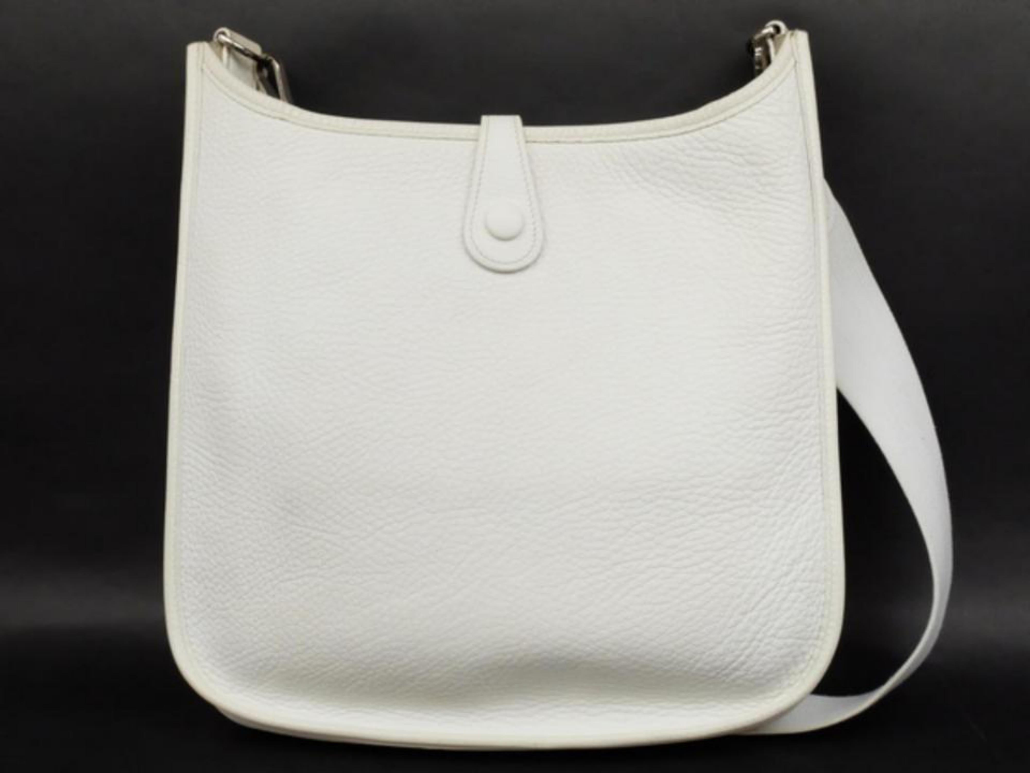 Hermès Evelyne Pm 230229 White Leather Messenger Bag For Sale 2