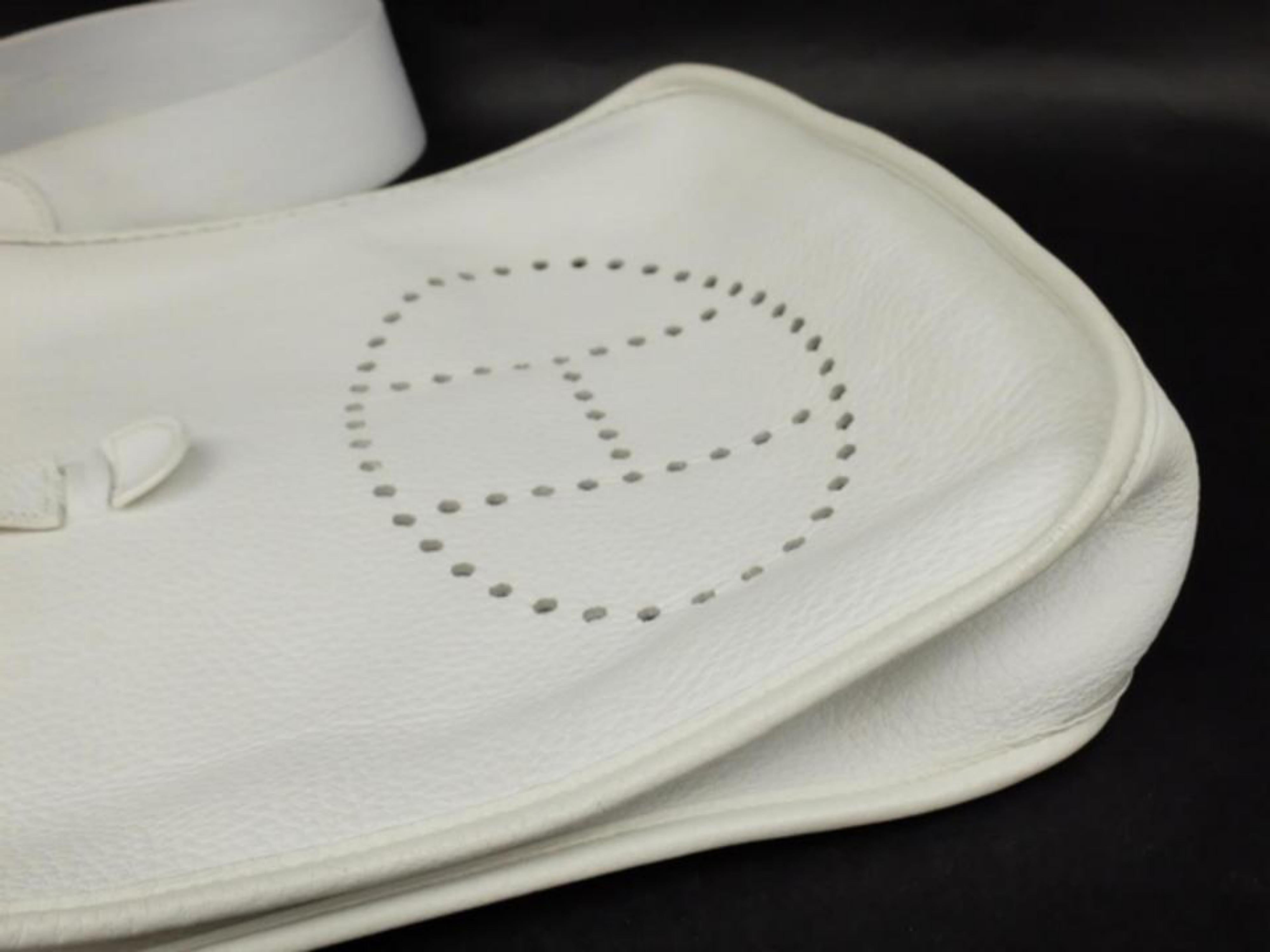 Hermès Evelyne Pm 230229 White Leather Messenger Bag For Sale 4