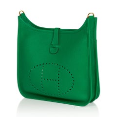 Hermes Evelyne PM Bag Bamboo Gold Hardware Clemence Leather New w/Box