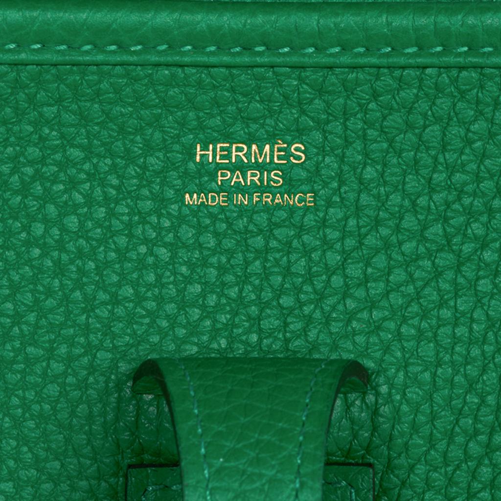 Hermes Evelyne PM Bag Bamboo Gold Hardware Clemence Leather New w/Box 2
