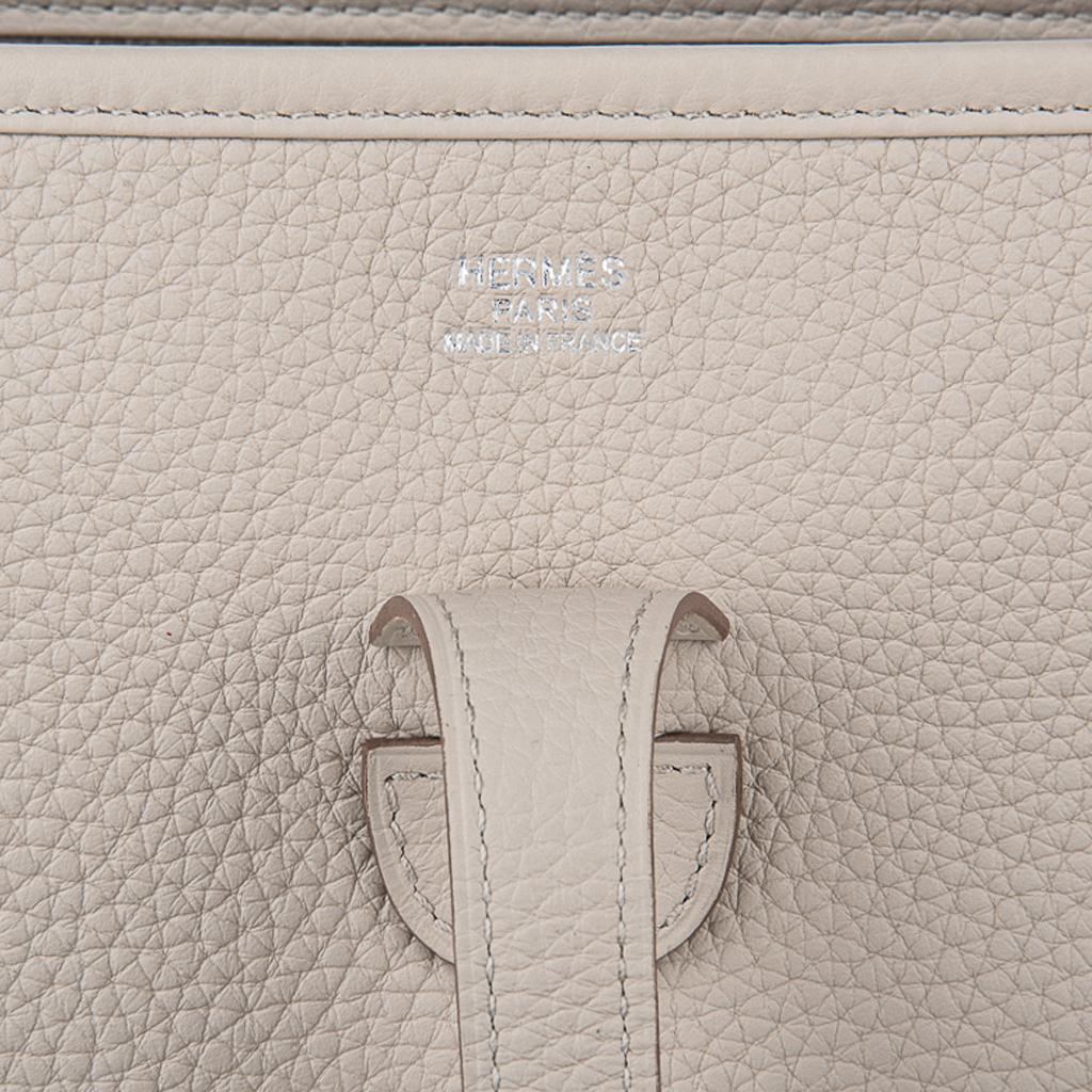 Hermes Evelyne PM Bag Beton Palladium Hardware Clemence Leather New w/Box 2