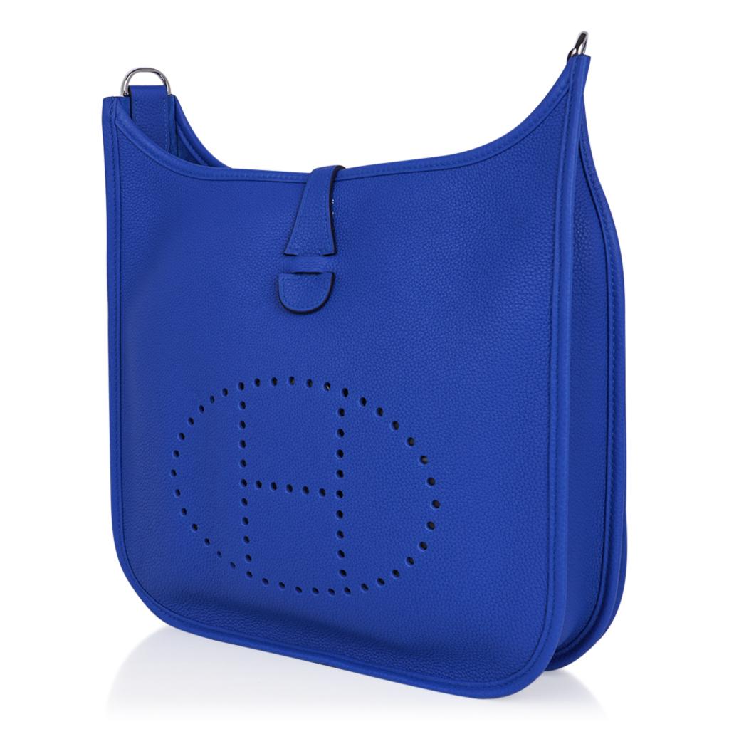 Women's Hermes Evelyne PM Bag Blue Zellige Clemence Palladium Hardware New w/Box
