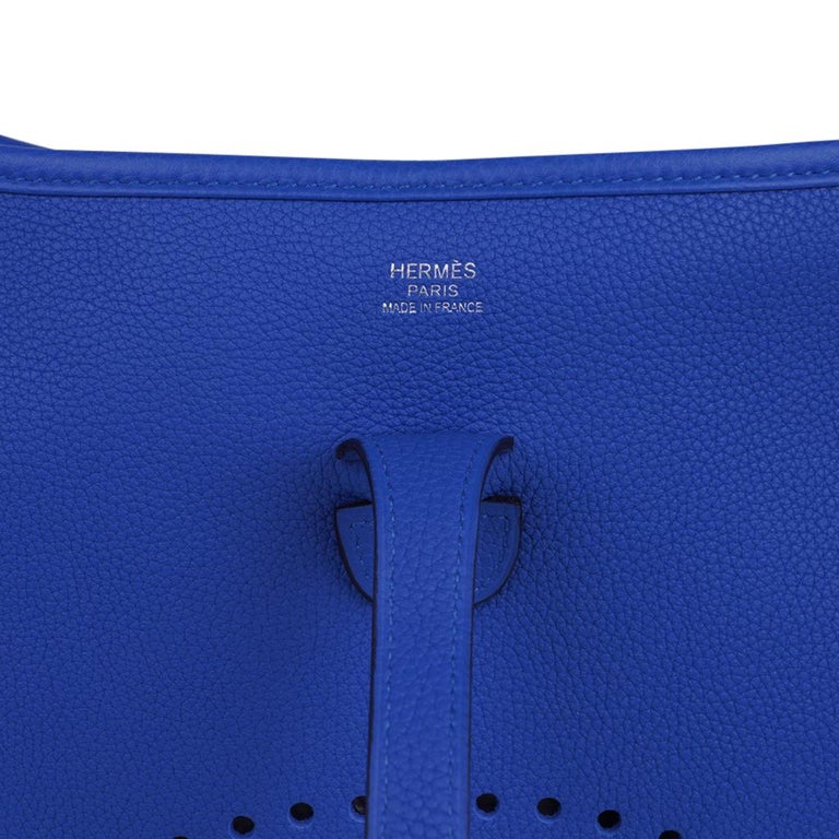 Hermes Evelyne PM Sellier Blue Electric Bag Palladium Hardware