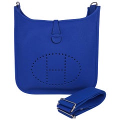 Hermes Evelyne PM Bag Blue Zellige Clemence Palladium Hardware New w/Box