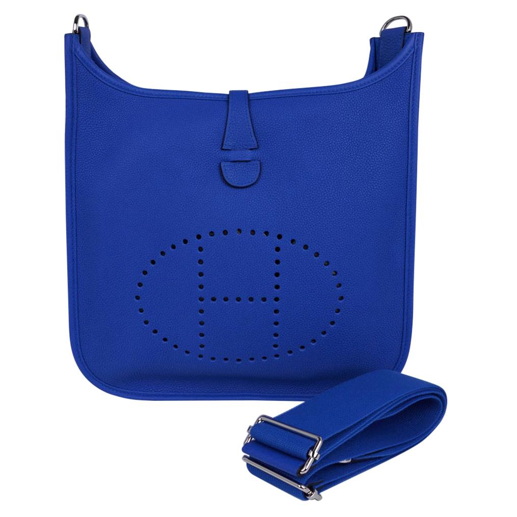 Hermes Evelyne PM Bag Blue Zellige Clemence Palladium Hardware New w/Box